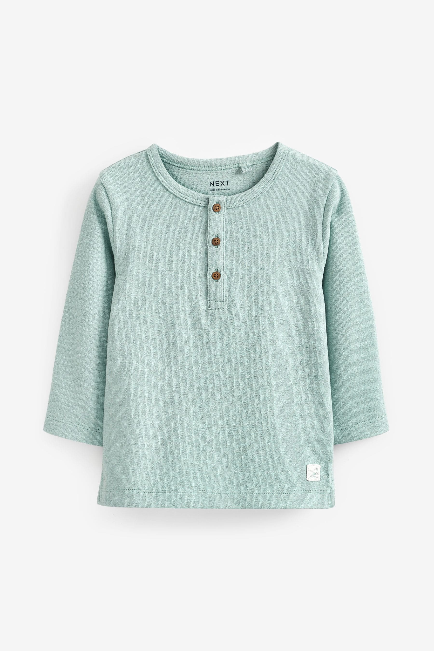 Mineral Blue Long Sleeve Henley Neck T-Shirt (3mths-7yrs)