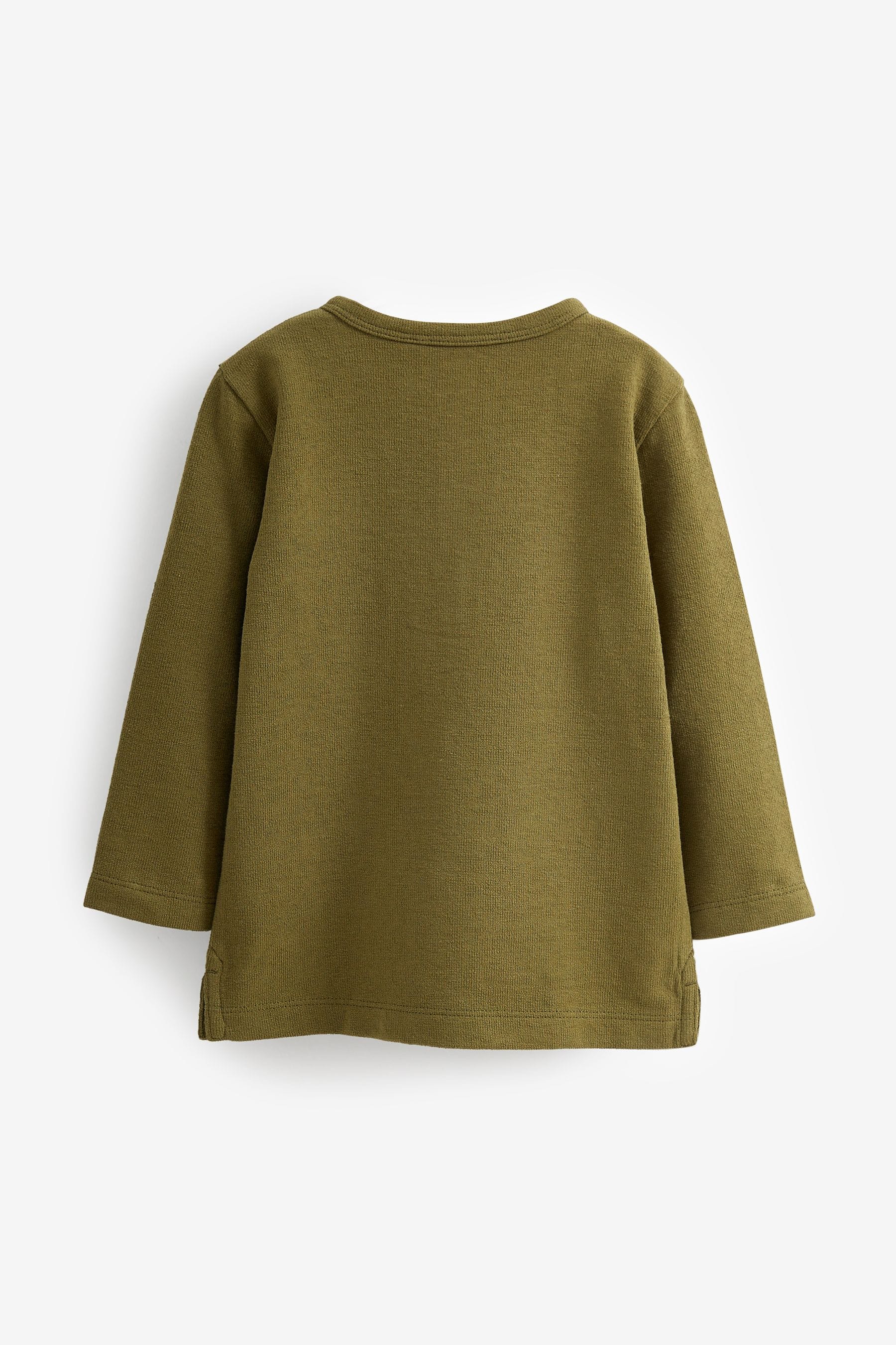 Khaki Green Long Sleeve Henley Neck T-Shirt (3mths-7yrs)