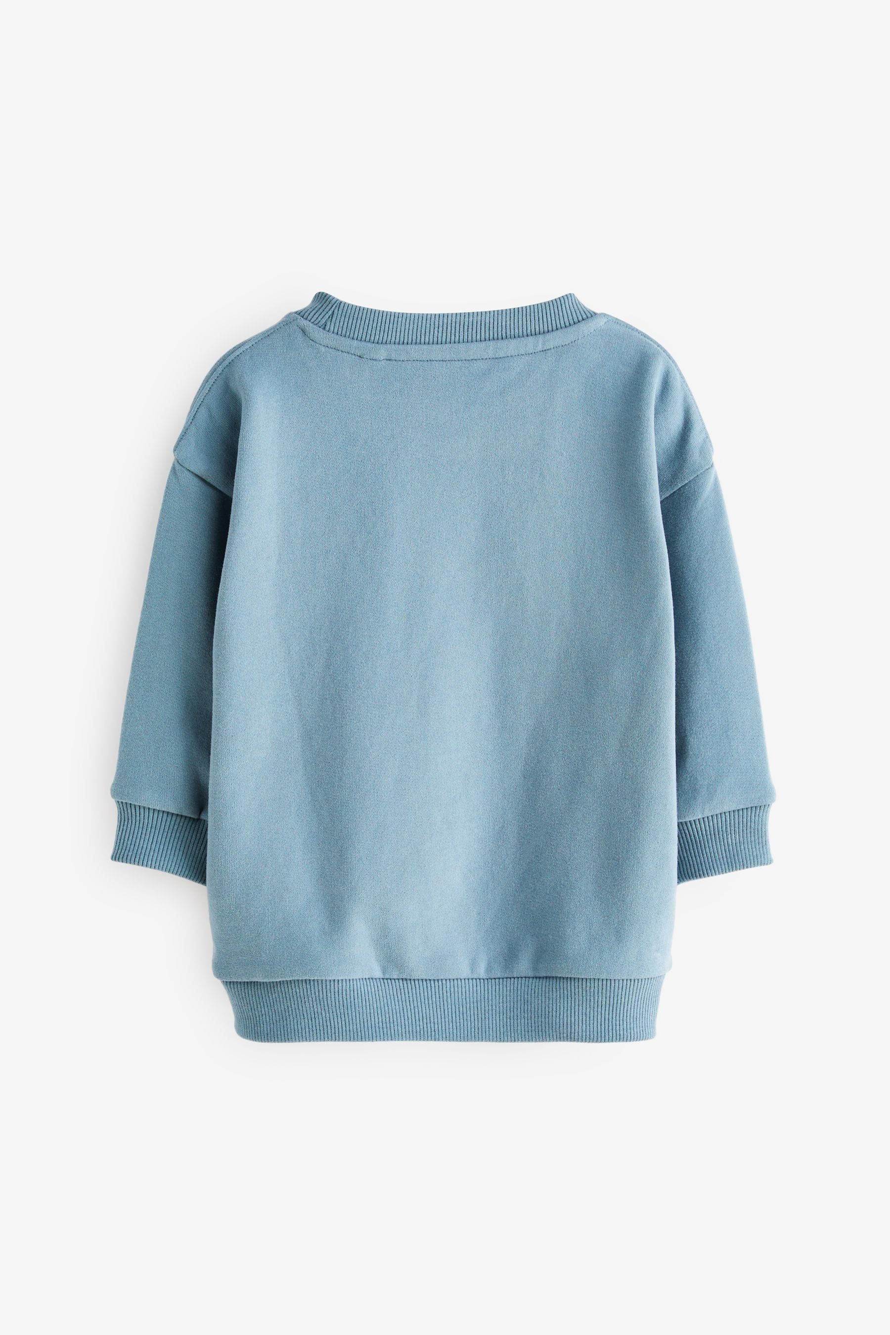 Teal Blue Bouclé Bear Flat Hem Sweatshirt (3mths-7yrs)