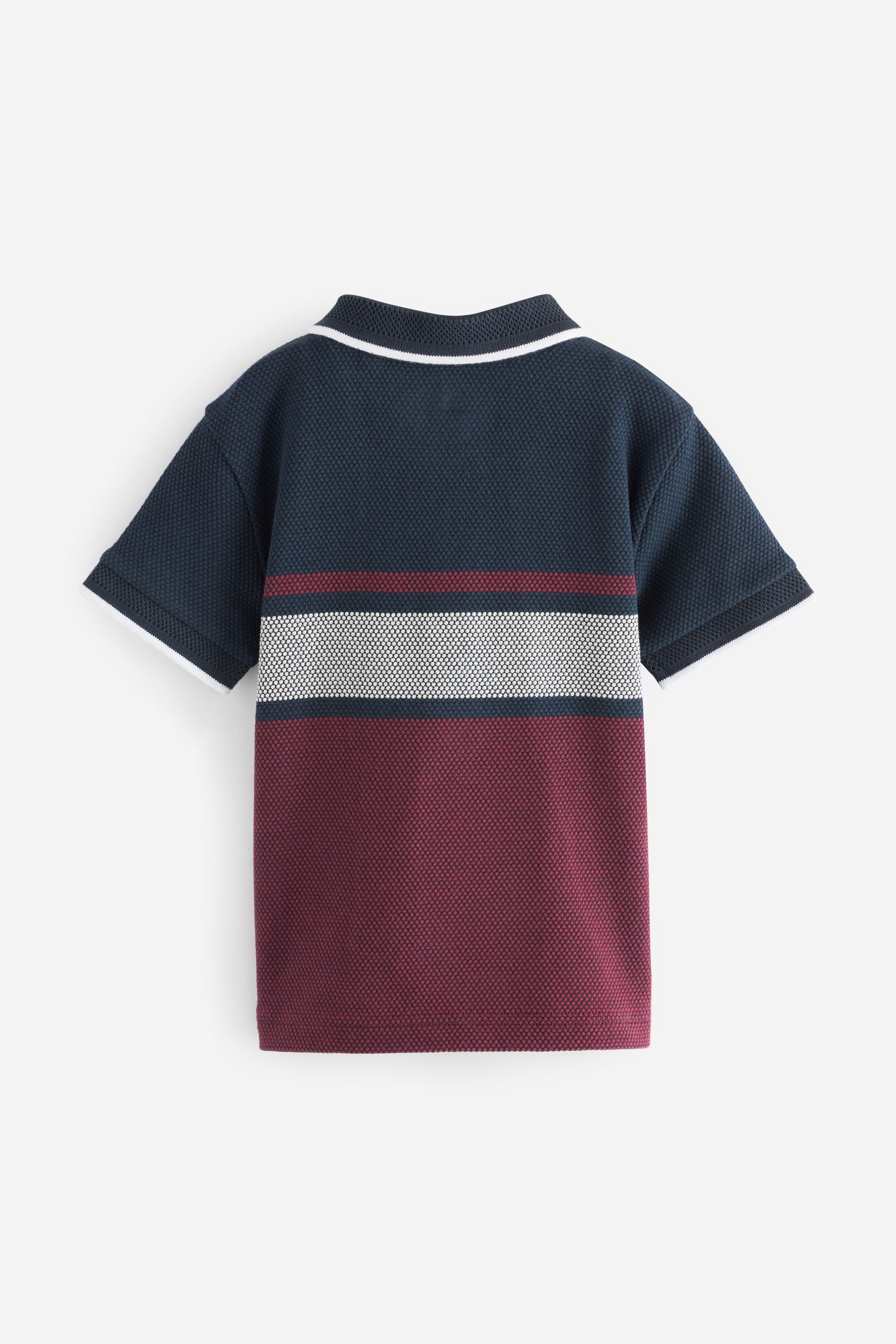 Navy and Berry Colourblock Popcorn Short Sleeve Polo Shirt (3mths-7yrs)