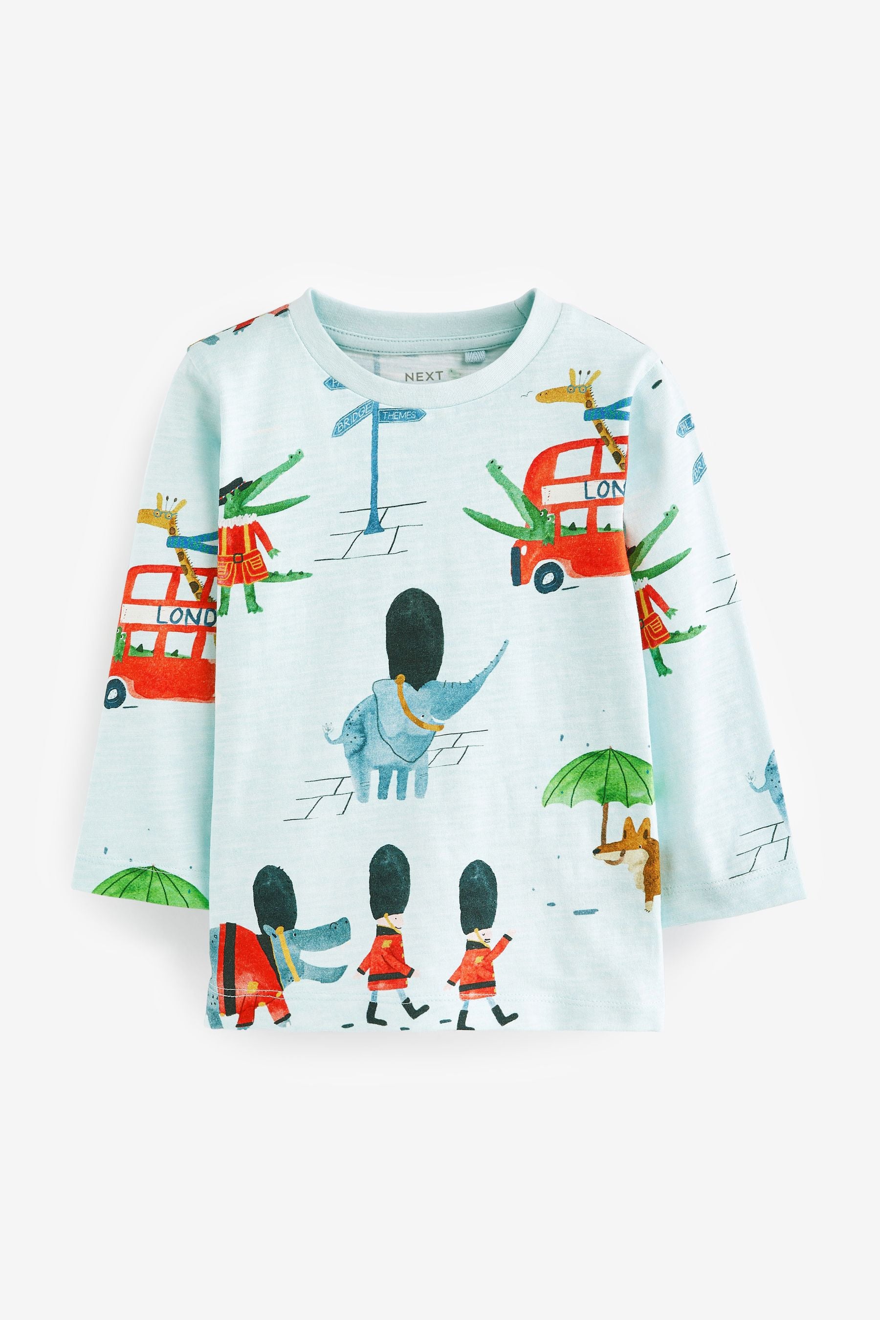 Blue/White London Bus Long Sleeve Character T-Shirts 3 Pack (3mths-7yrs)