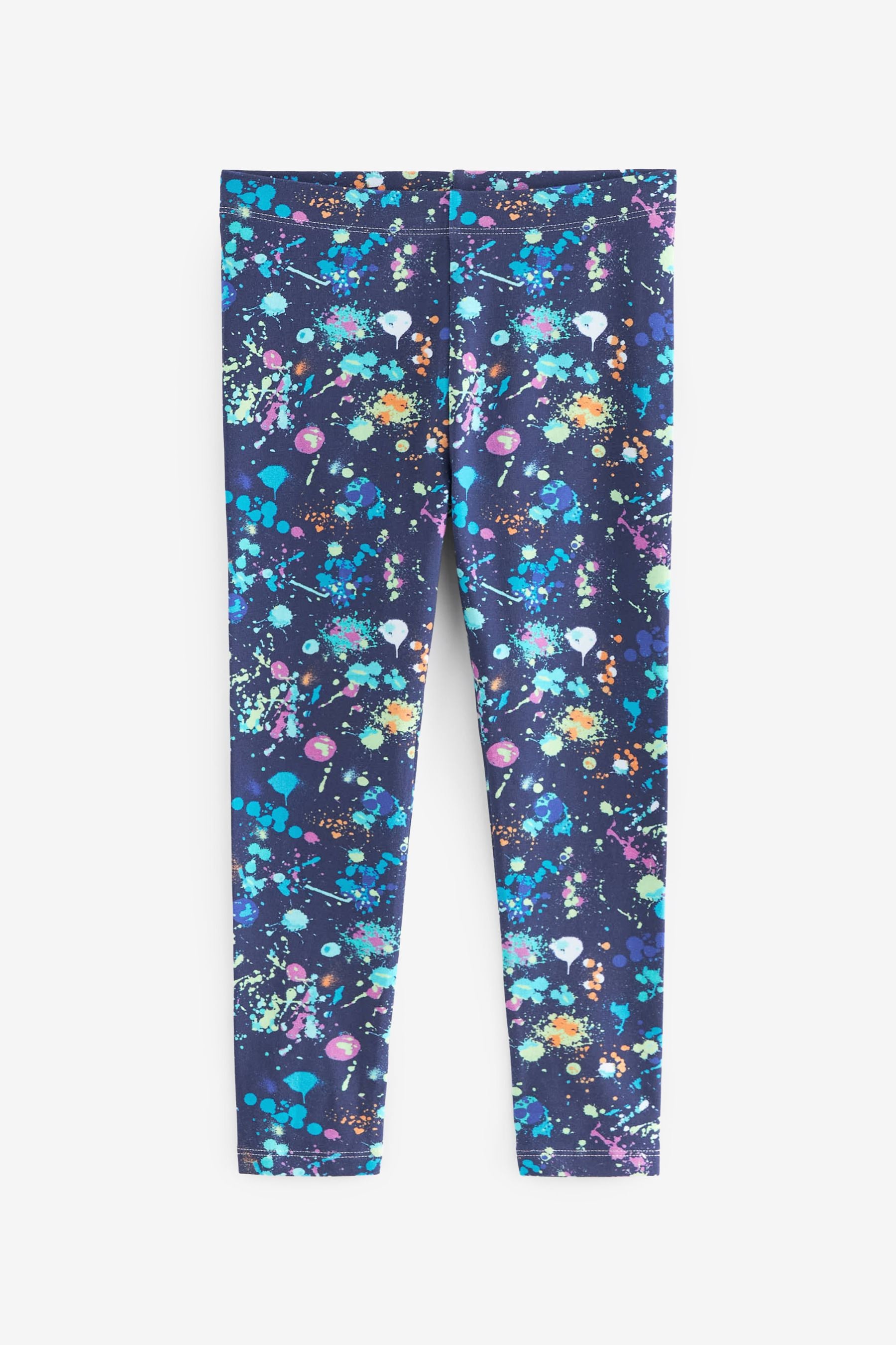 Navy Blue Splat Printed Leggings (3-16yrs)