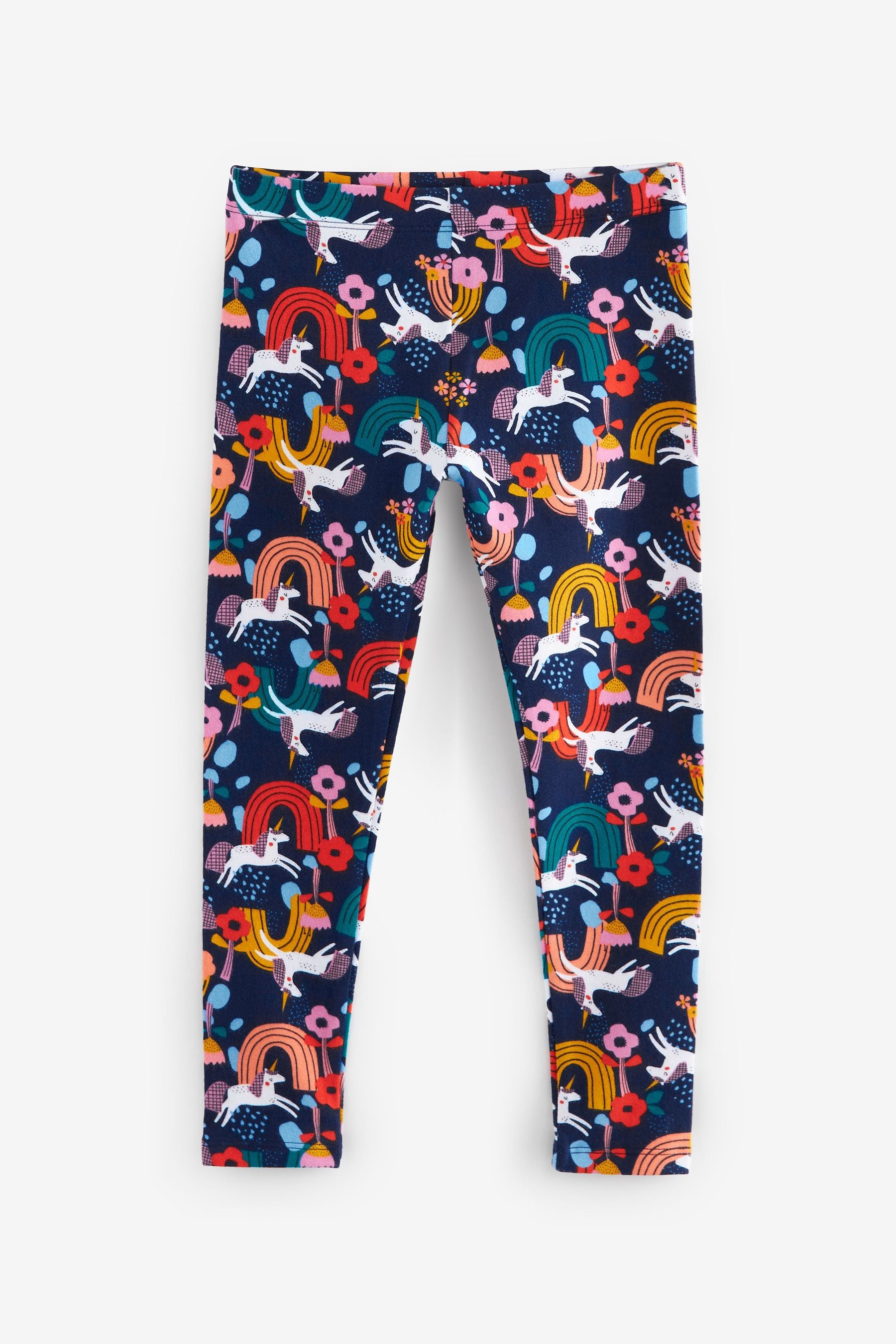 Navy Blue/Pink Rainbow Unicorn Printed Leggings (3-16yrs)