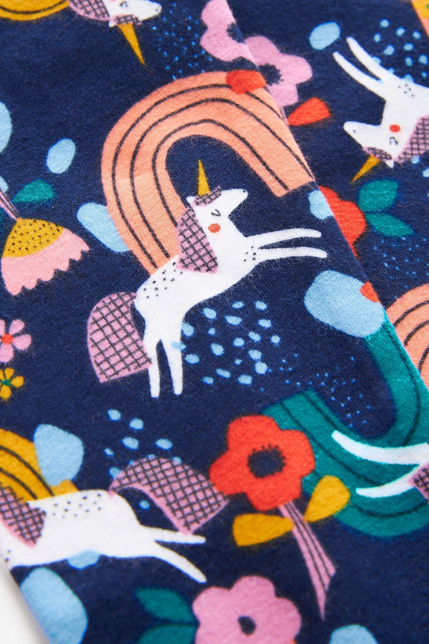 Navy Blue/Pink Rainbow Unicorn Printed Leggings (3-16yrs)