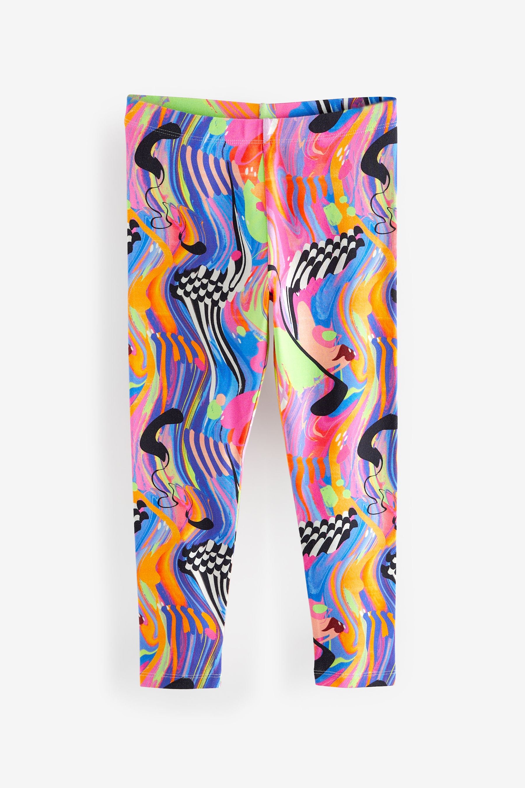 Blue/Pink Bright Digital Paint Drip Printed Leggings (3-16yrs)