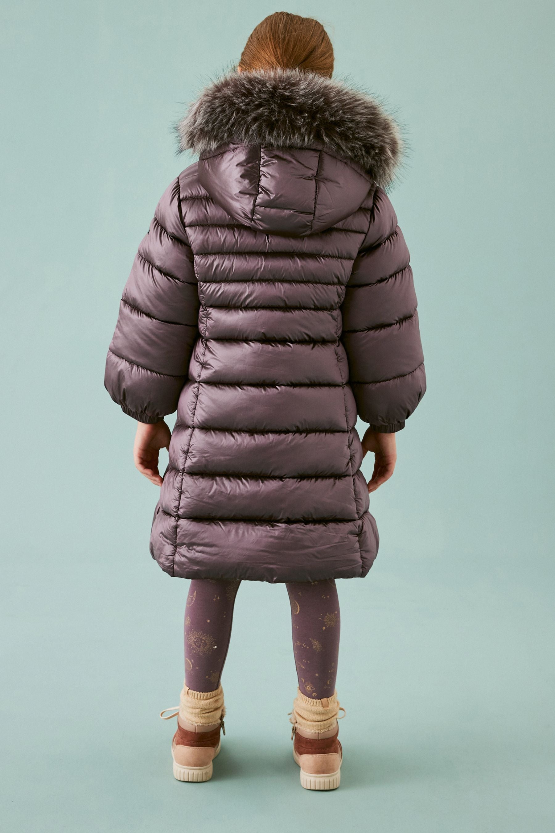 Purple Shower Resistant Longer Skirted Padded Coat (3-16yrs)