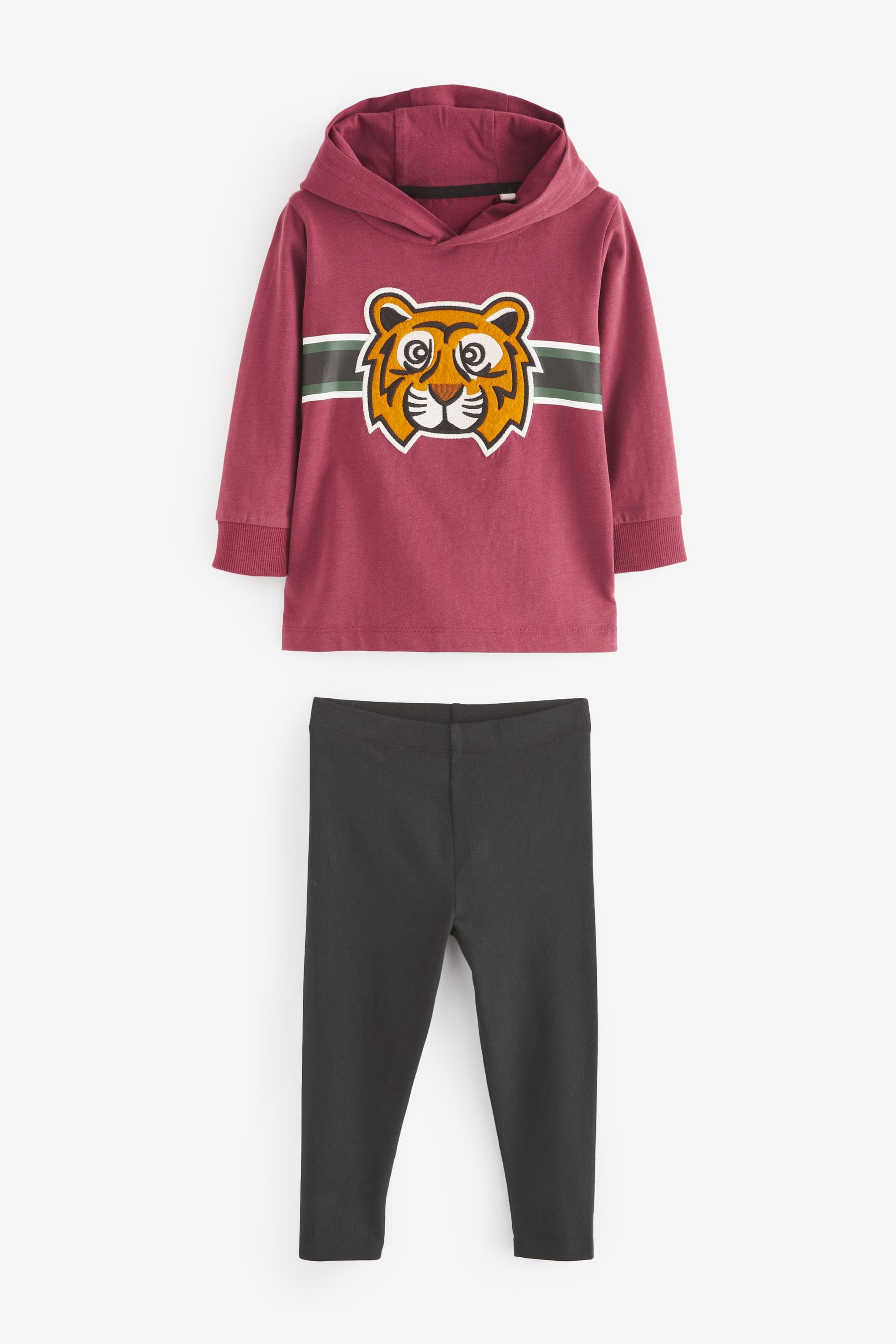 Berry Red Tiger Long Sleeve Hoodie and Leggings Set (3mths-7yrs)