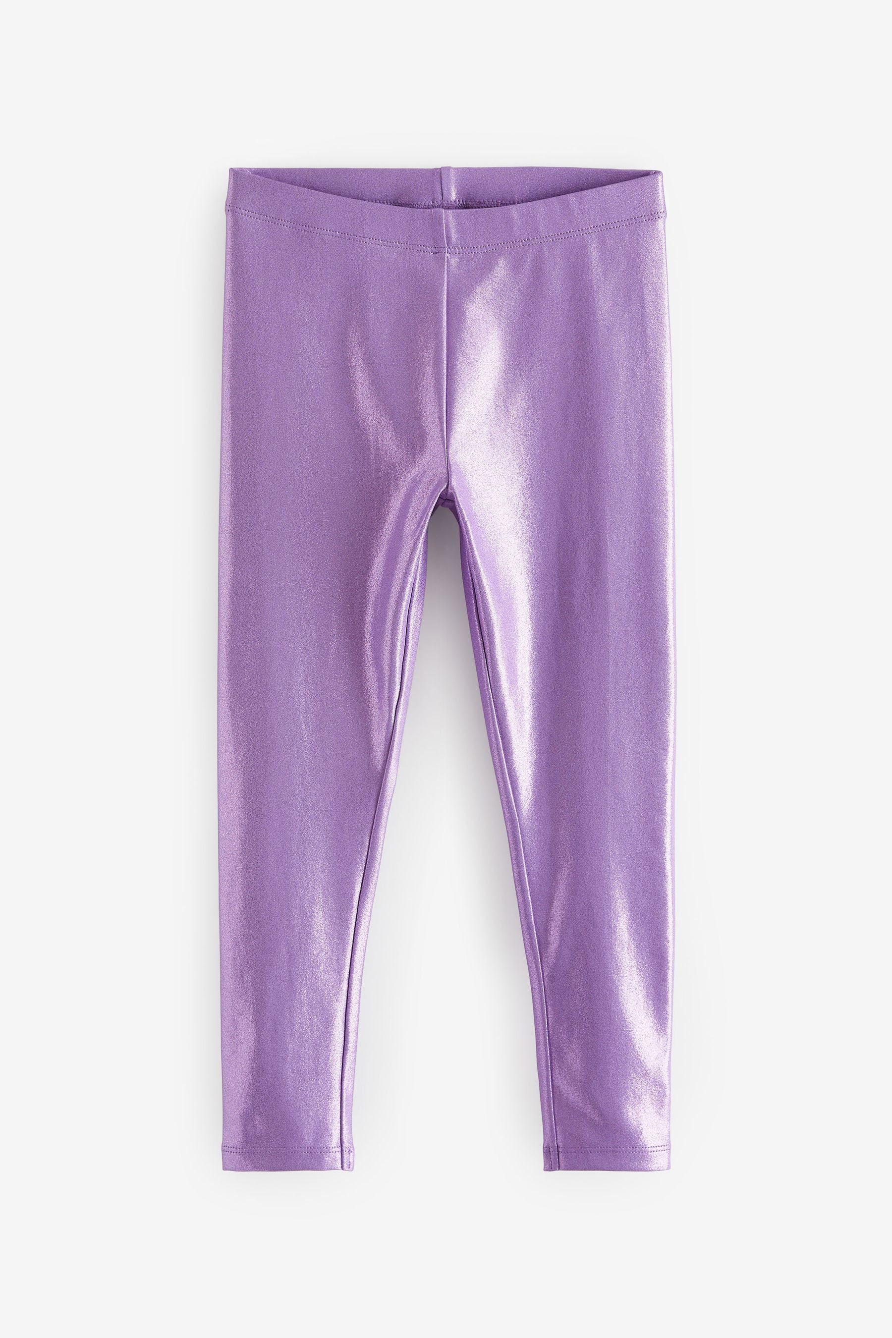 Lilac Purple Metallic Foil Shiny Leggings (3-16yrs)