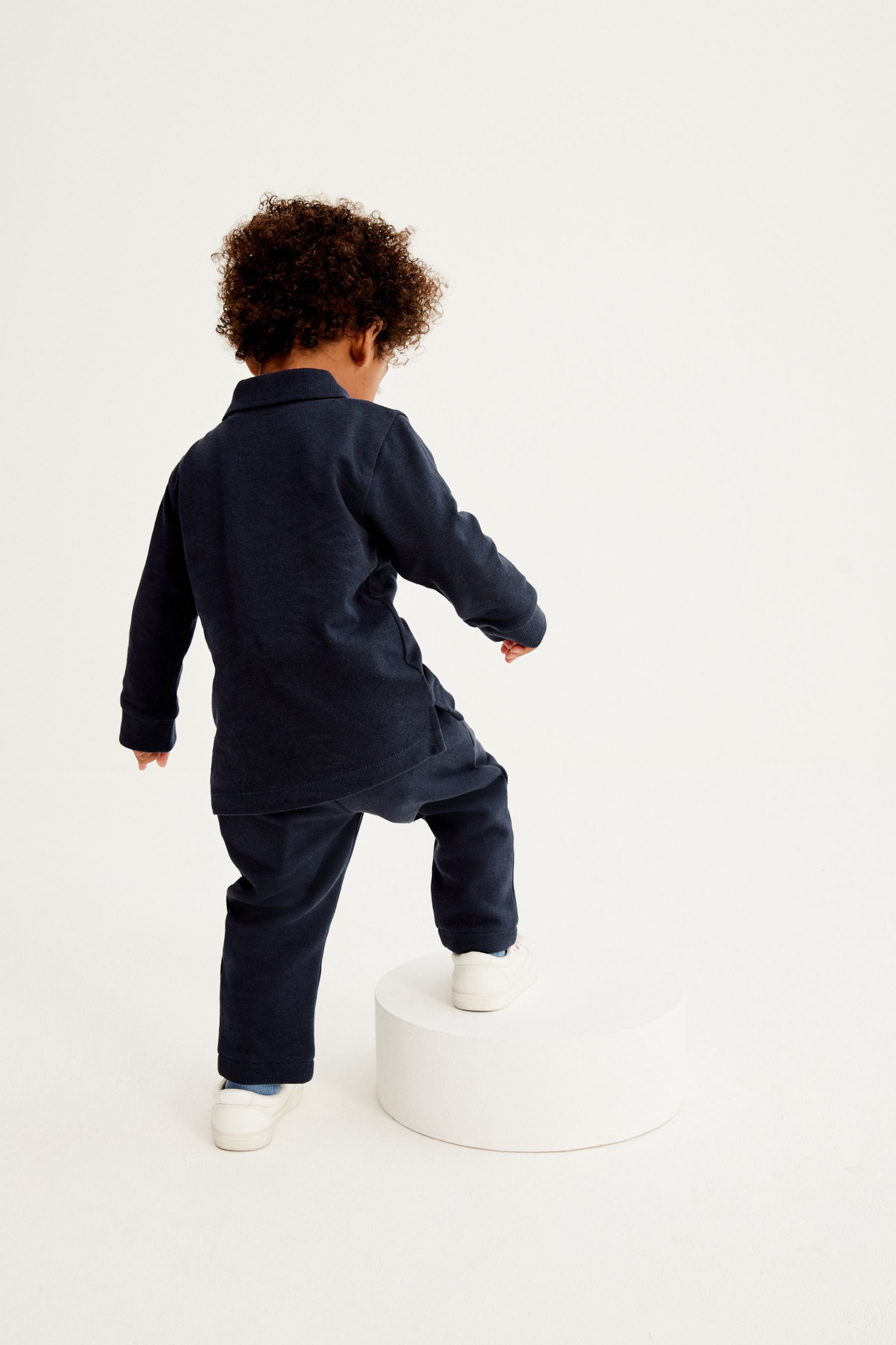 Navy Long Sleeve Pique Polo And Joggers Set (3mths-7yrs)