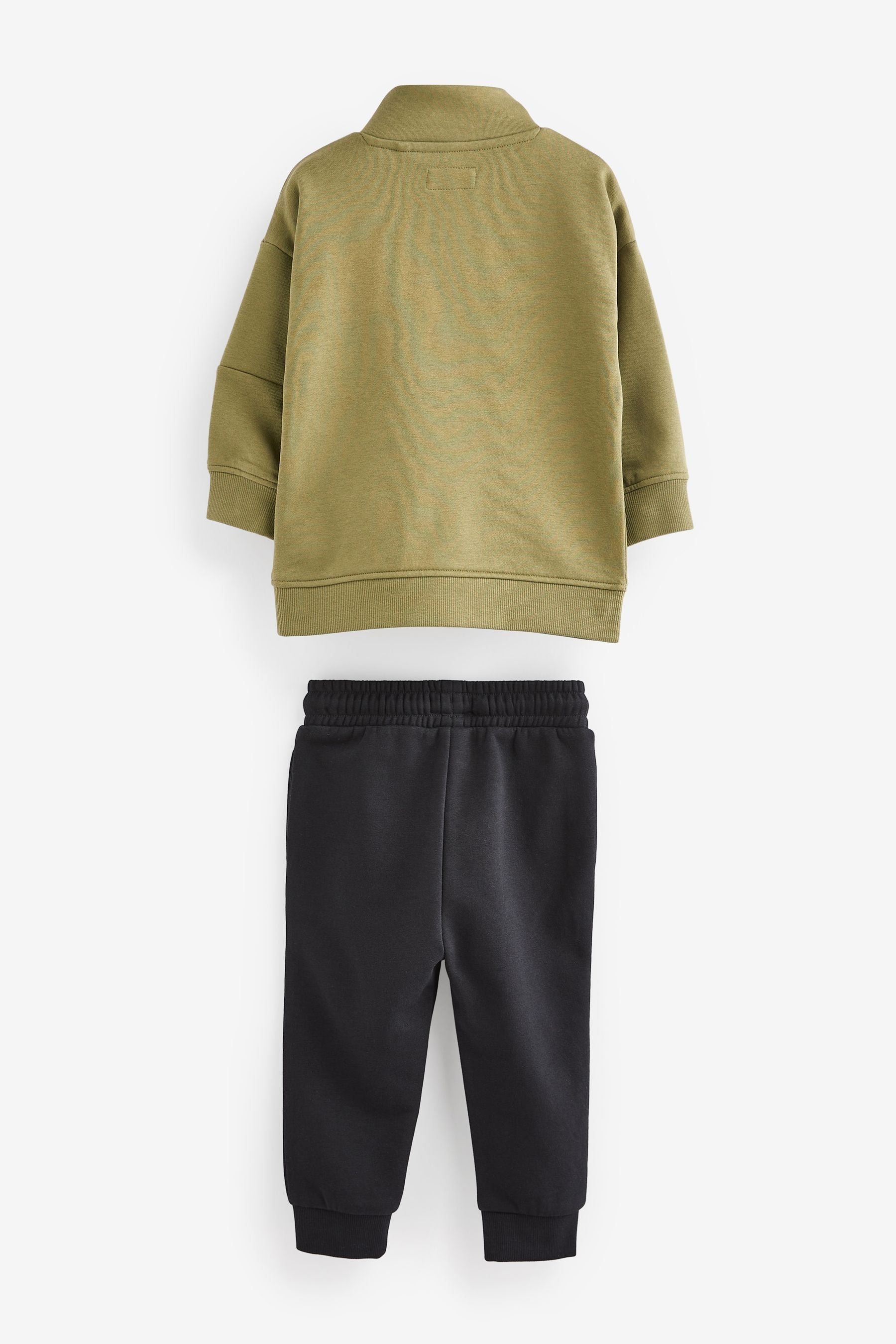 Khaki Green/black Funnel Neck Sweatshirt and Jogger Set (3mths-7yrs)