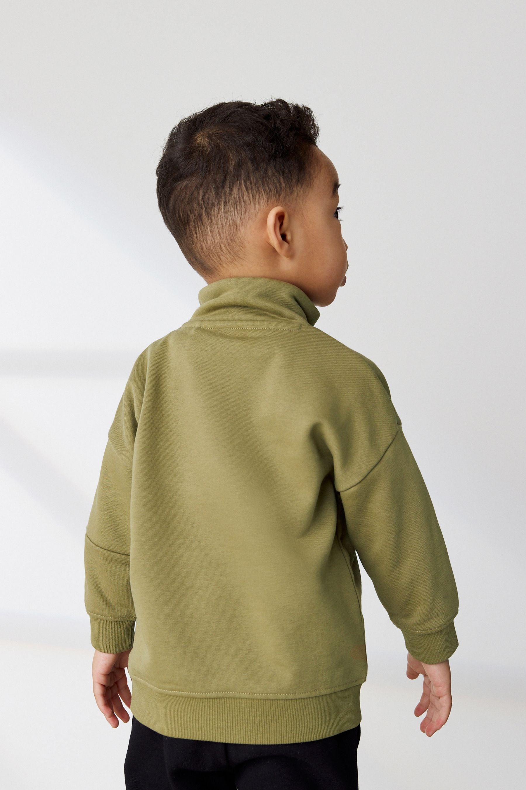 Khaki Green/black Funnel Neck Sweatshirt and Jogger Set (3mths-7yrs)