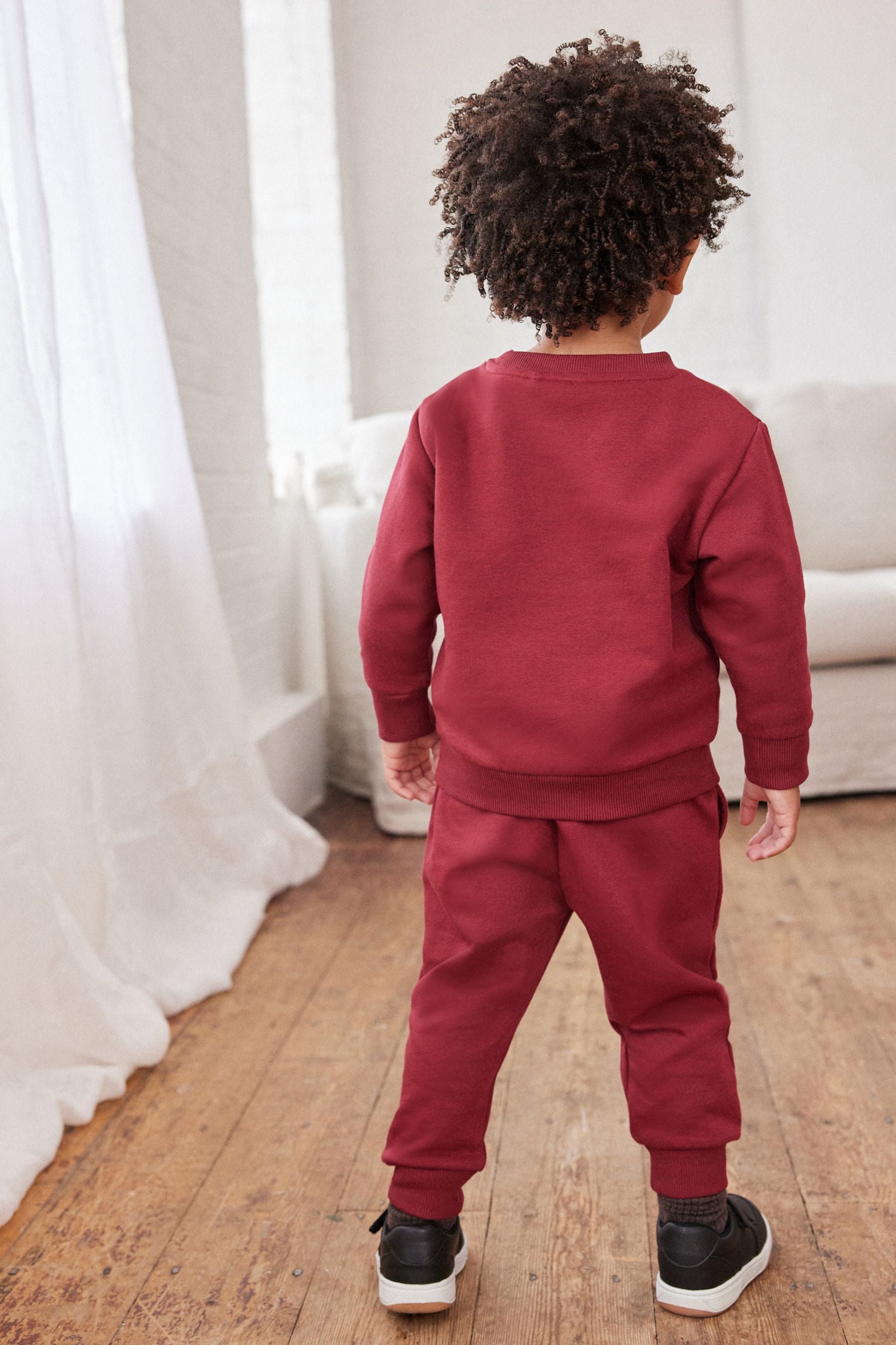 Berry Red Jersey Sweatshirt And Joggers Set (3mths-7yrs)