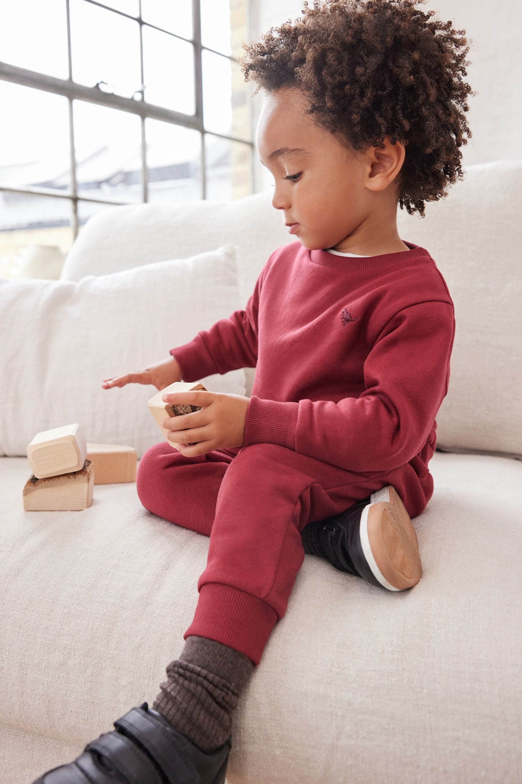 Berry Red Jersey Sweatshirt And Joggers Set (3mths-7yrs)