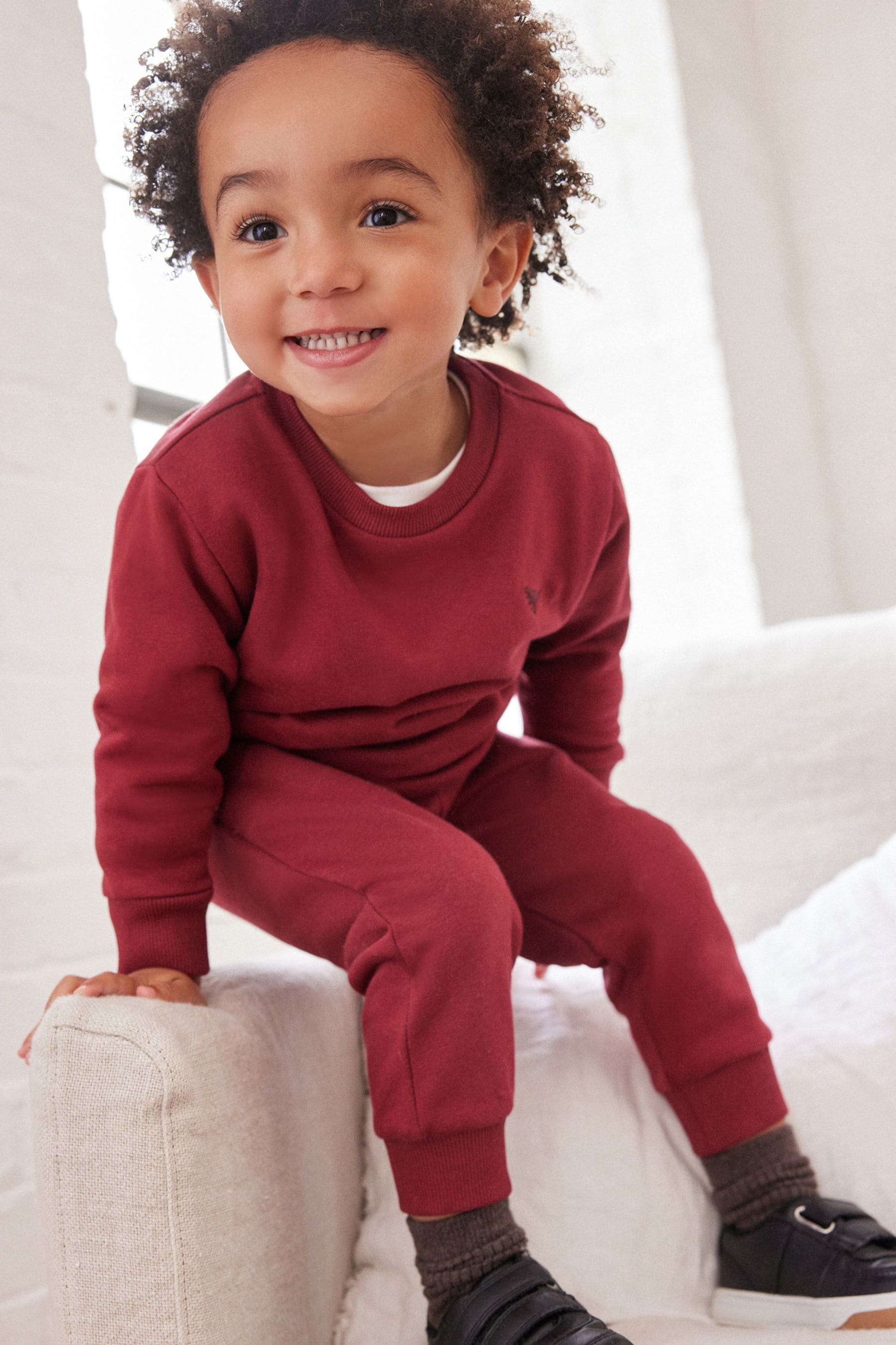 Berry Red Jersey Sweatshirt And Joggers Set (3mths-7yrs)