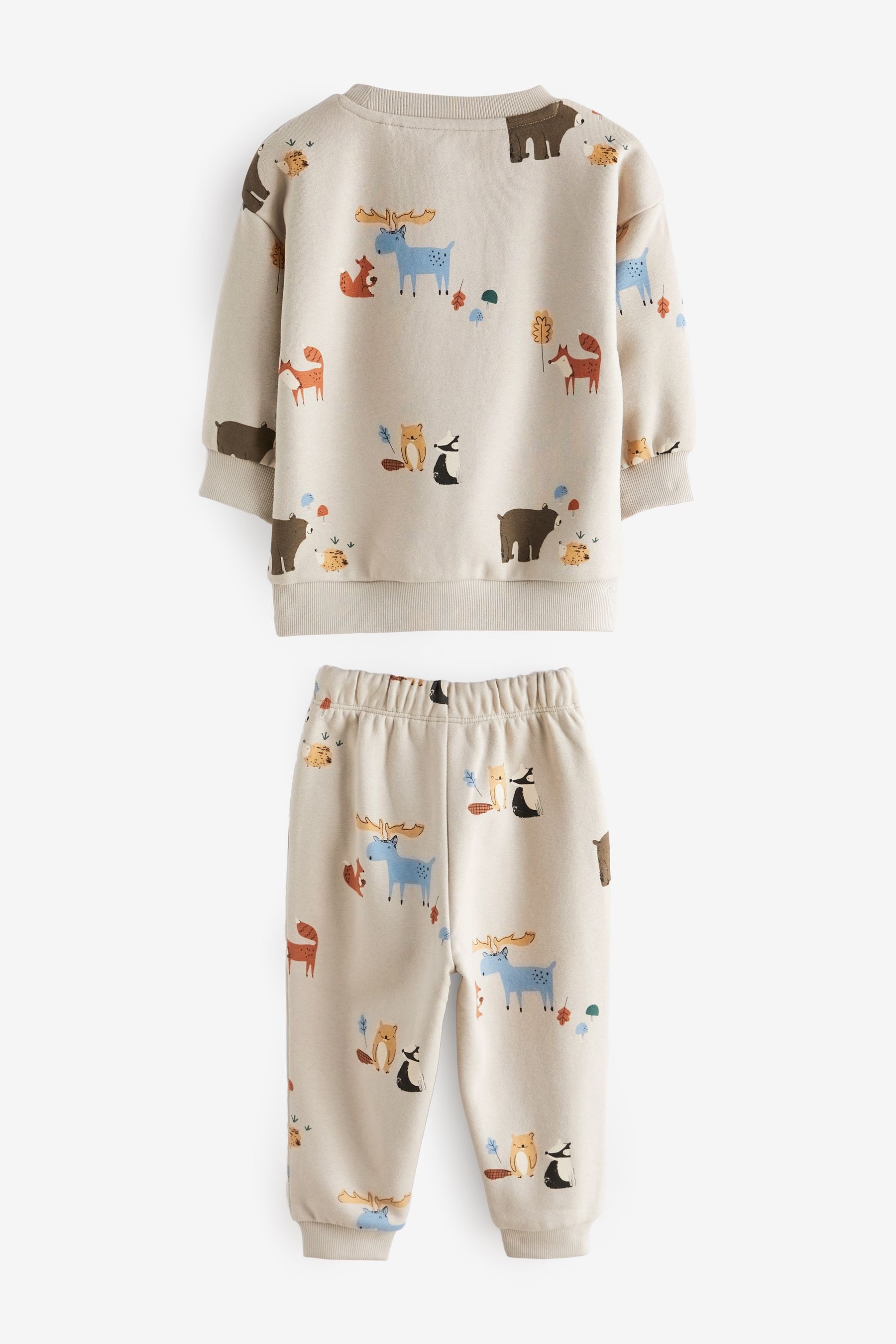 Ecru Cream Woodland All-Over Printed Oversized Sweatshirt and Joggers Set (3mths-7yrs)