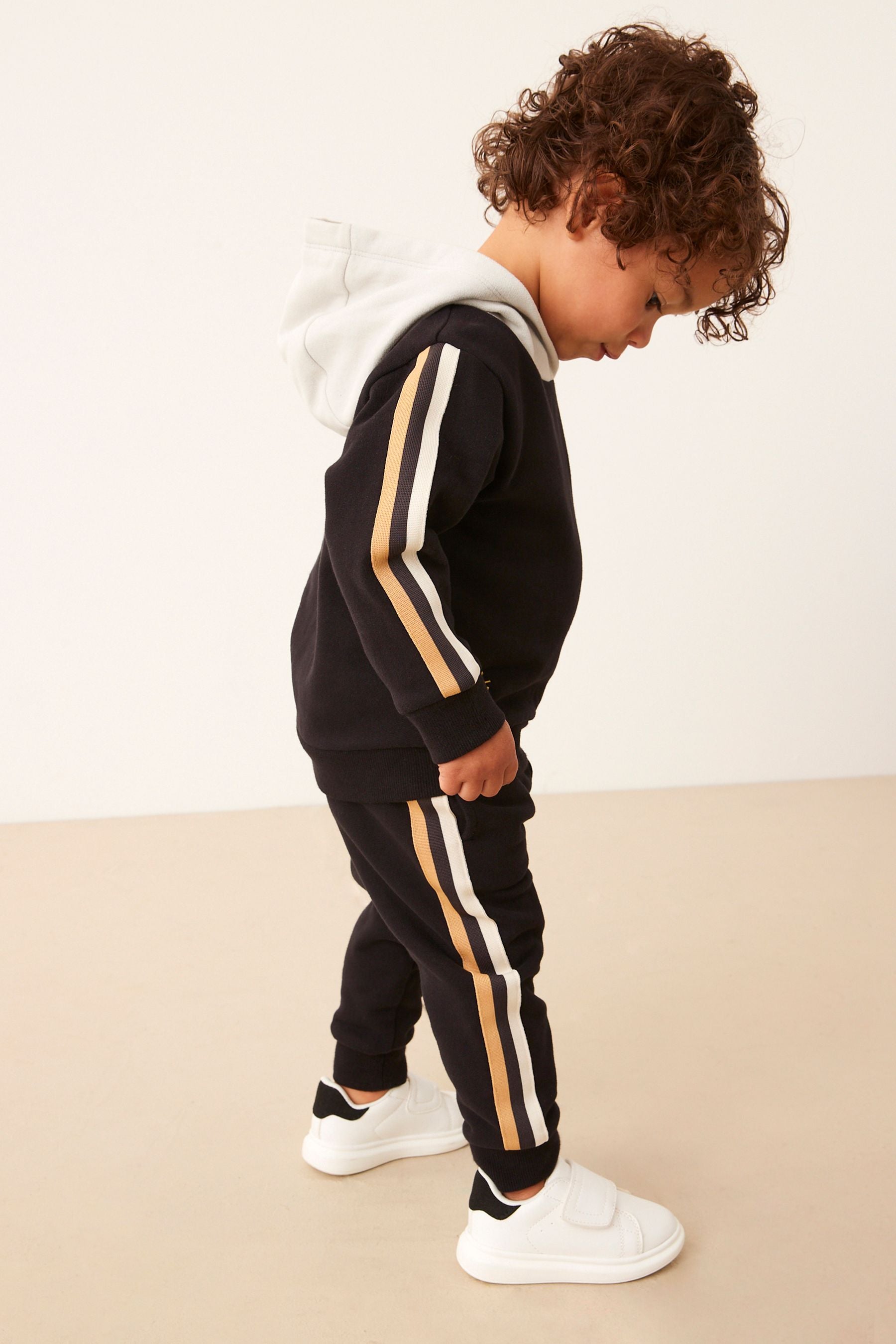 Black/Grey Colourblock Hoodie and Jogger Set (3mths-7yrs)