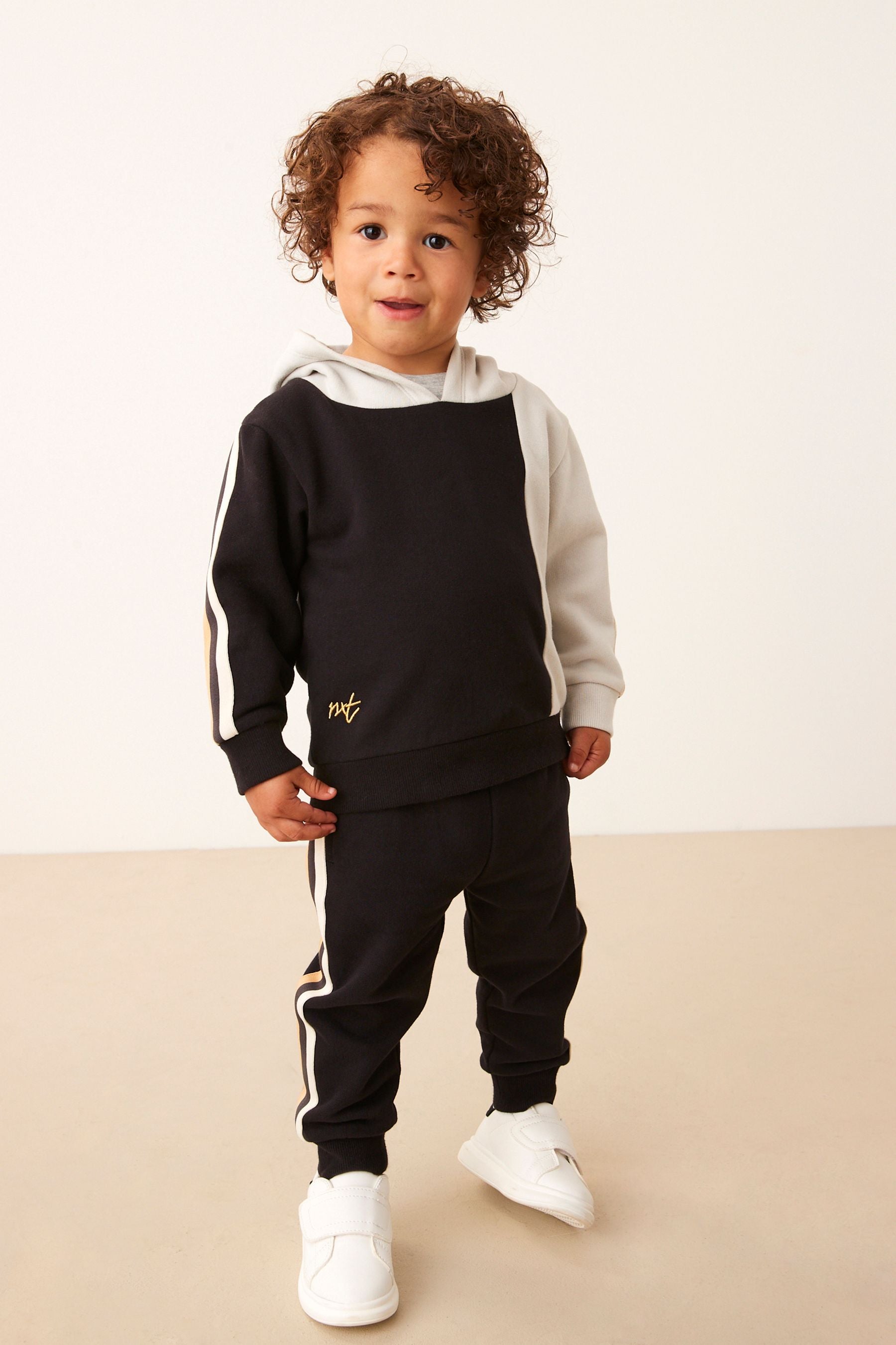 Black/Grey Colourblock Hoodie and Jogger Set (3mths-7yrs)