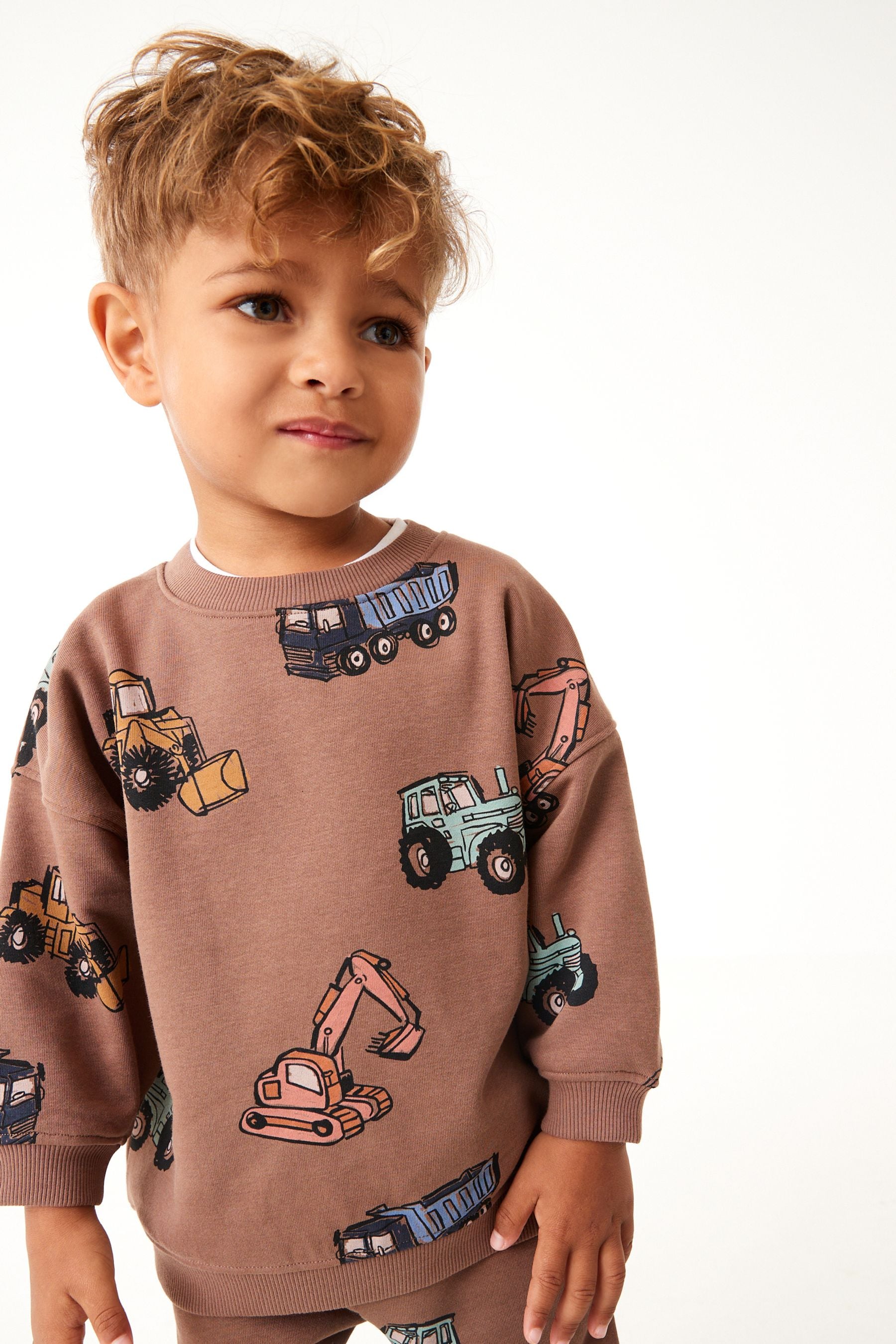 Brown Digger All-Over Printed Oversized Sweatshirt and Joggers Set (3mths-7yrs)