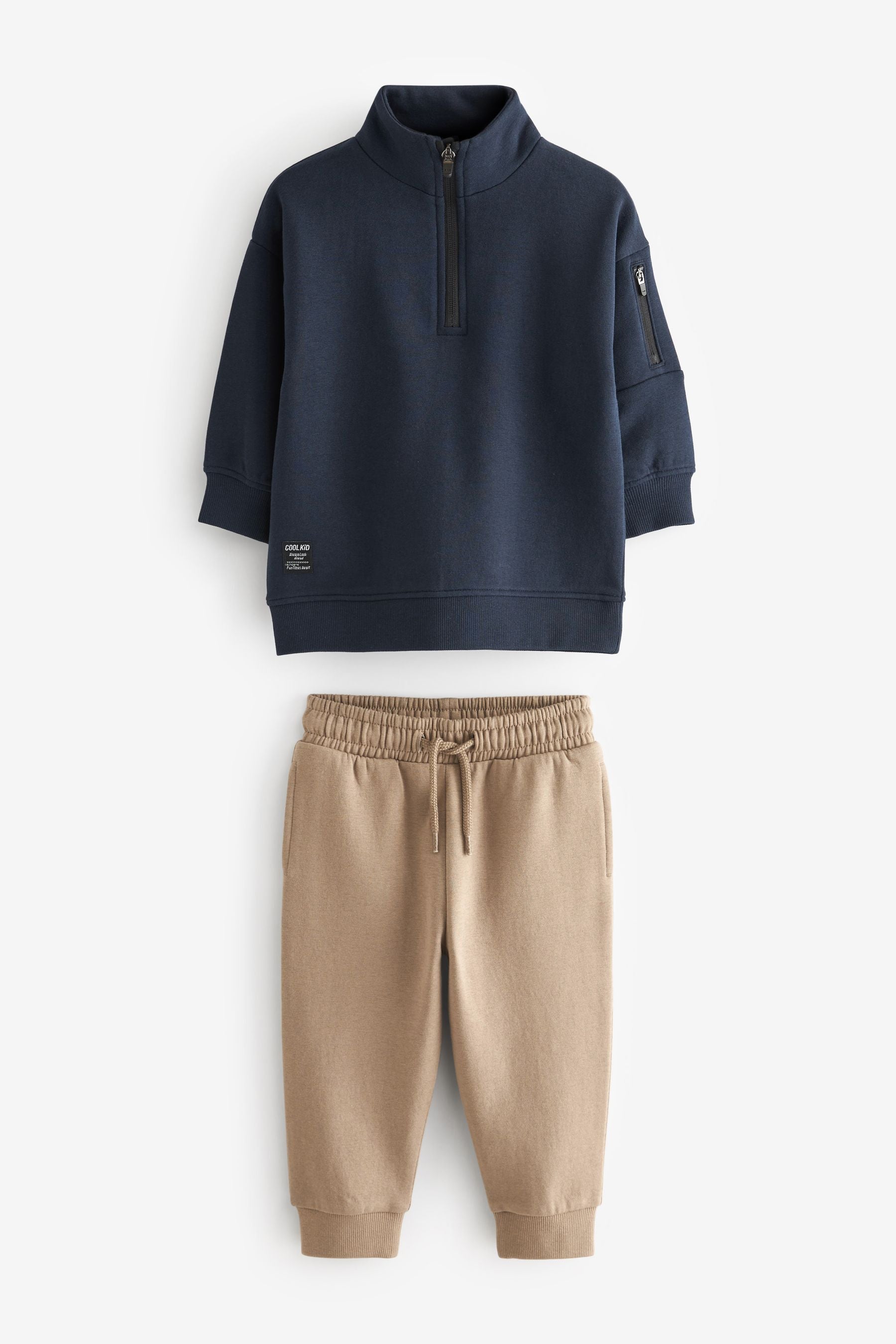 Blue/ stone Funnel Neck Sweatshirt and Jogger Set (3mths-7yrs)