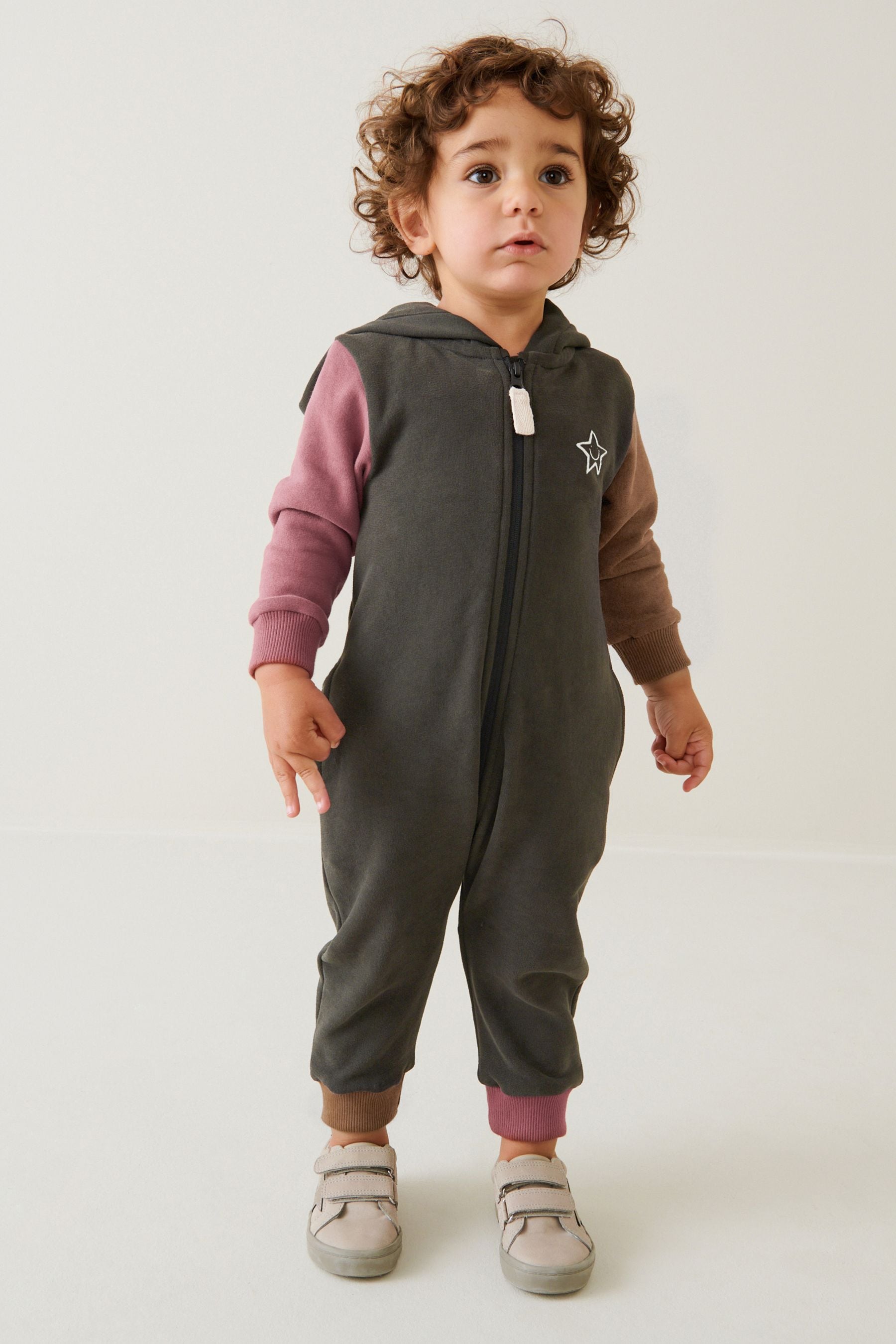 Charcoal Grey Colourblock Dinosaur Spike Jersey All-In-One (3mths-7yrs)