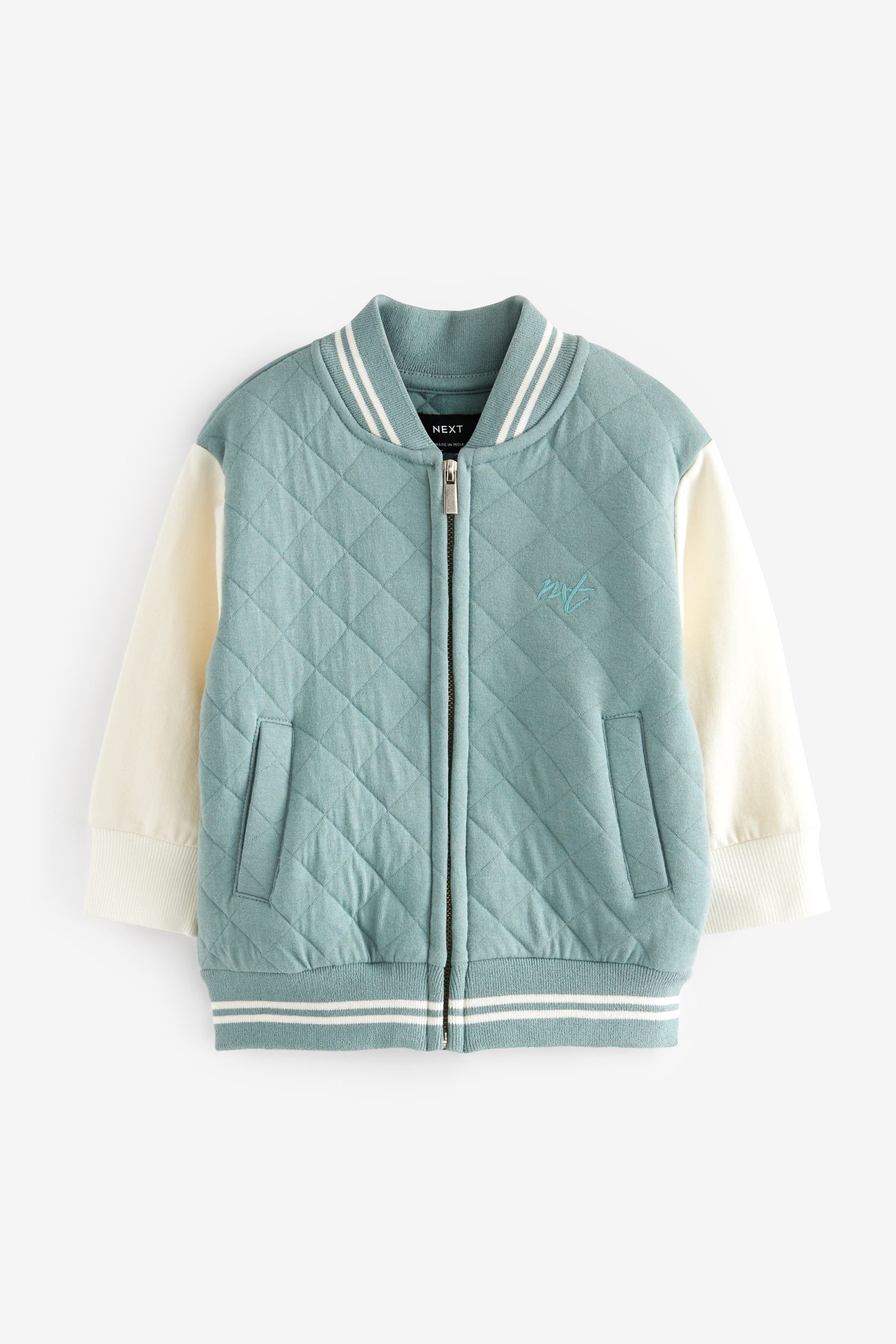 Sage Green Quilted Letterman Jacket (3mths-7yrs)