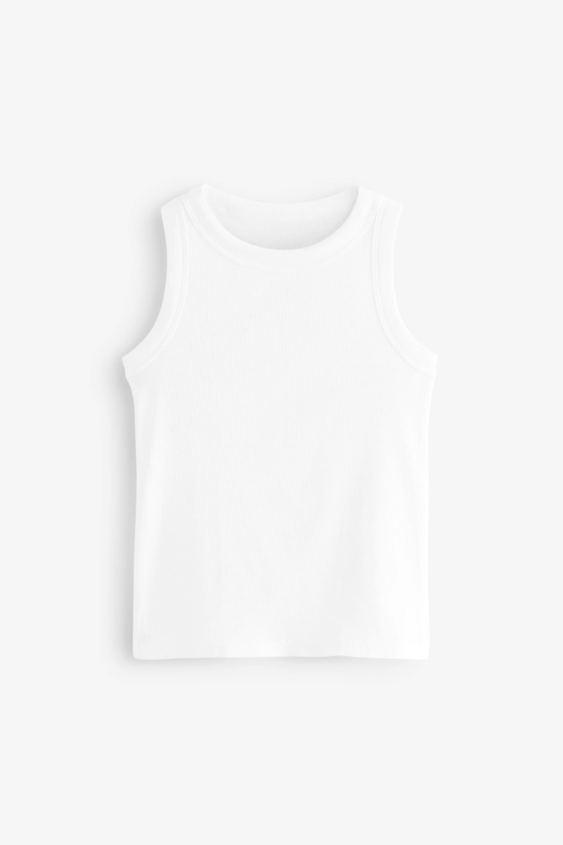 White Crop Rib Vests 3 Pack (5-16yrs)