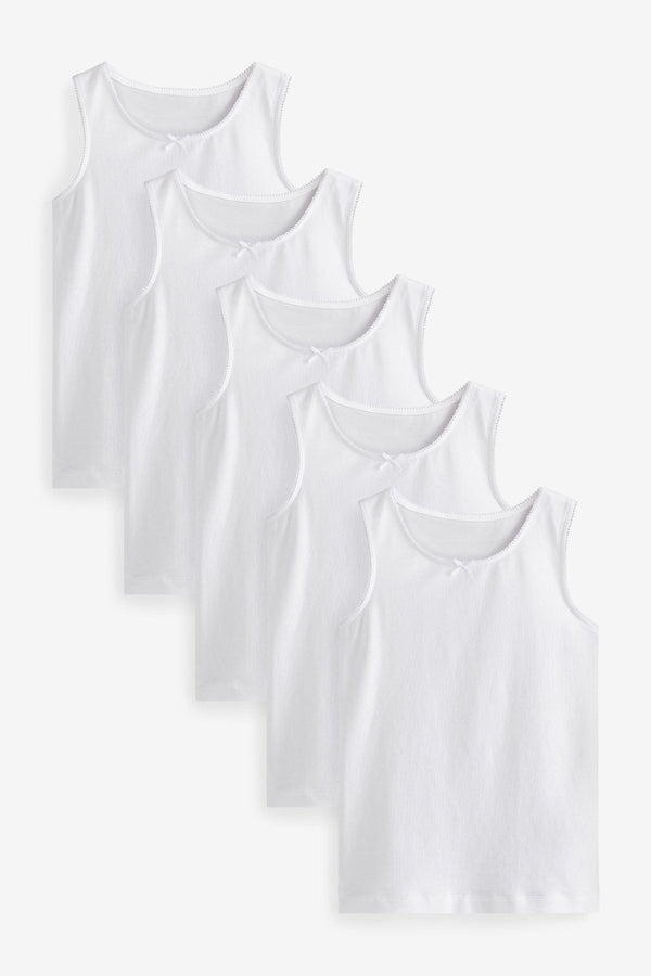 White Cosy 5 Pack Vests (1.5-16yrs)