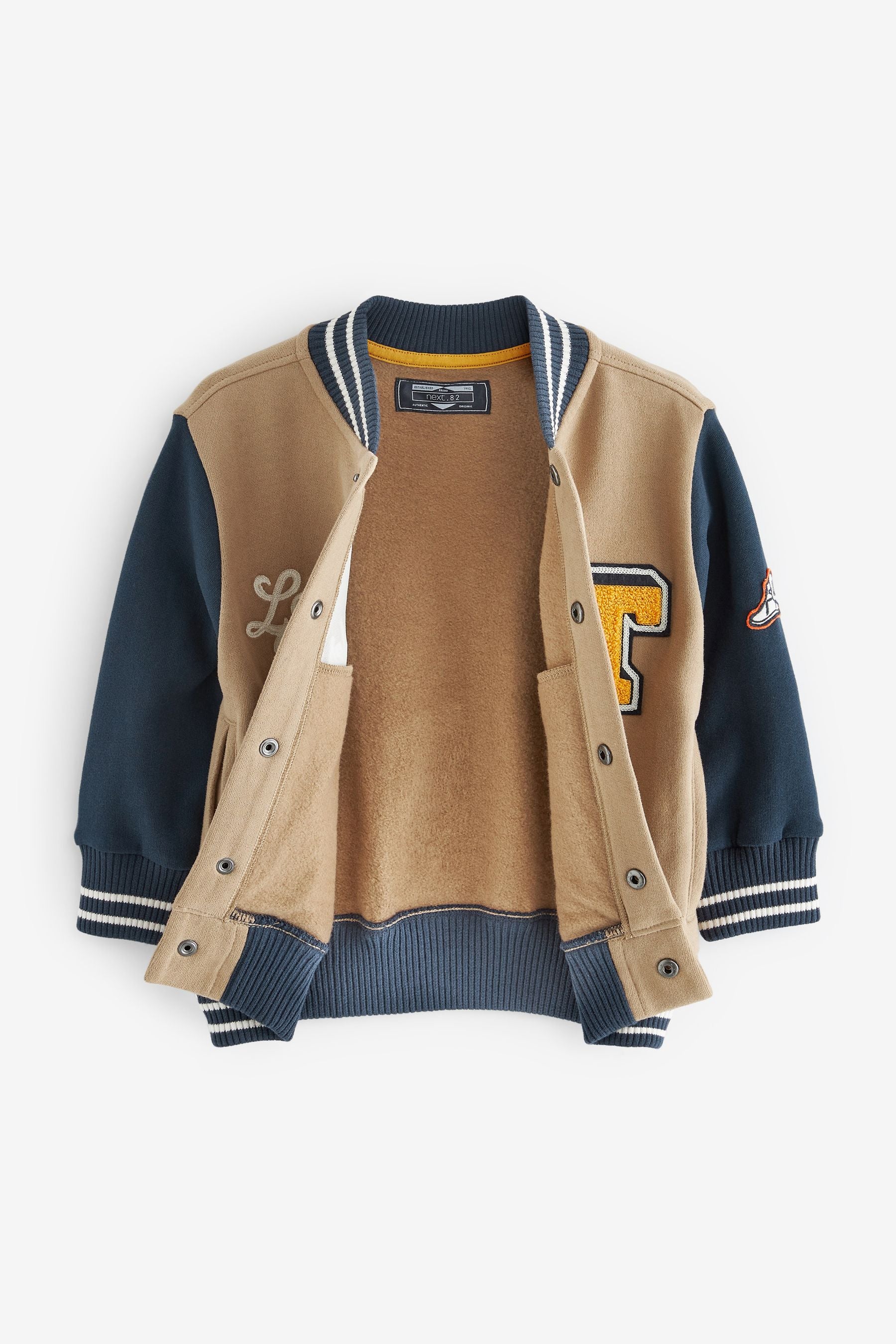 Tan/Navy Blue Letterman Jacket (3mths-7yrs)