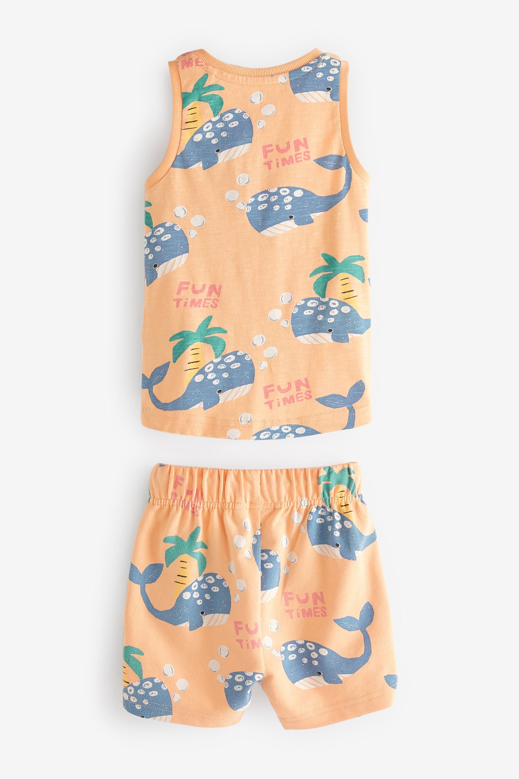 Orange Printed Vest And Shorts Set (3mths-7yrs)