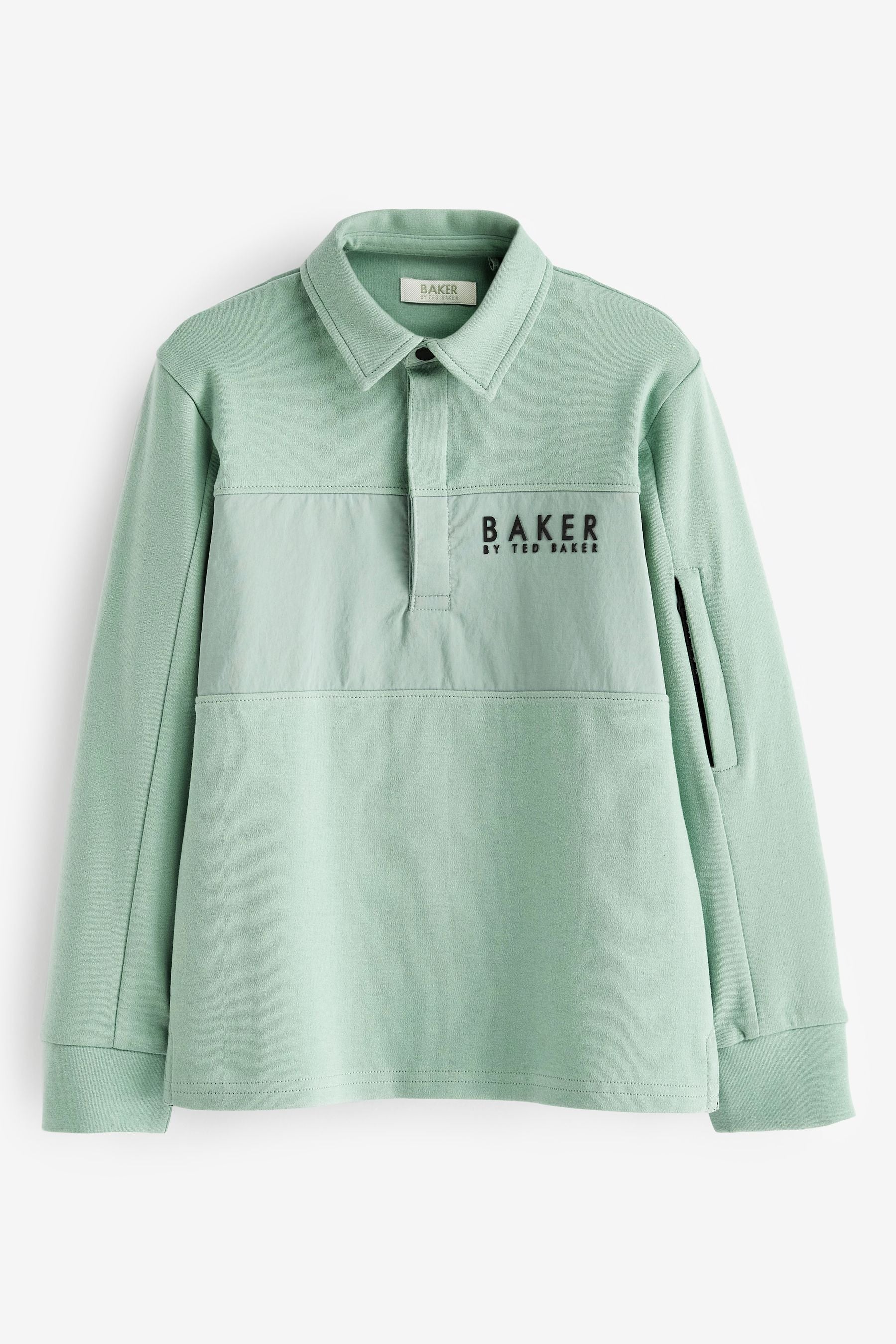 Green Baker by Ted Baker Long Sleeve Panel Polo Shirt