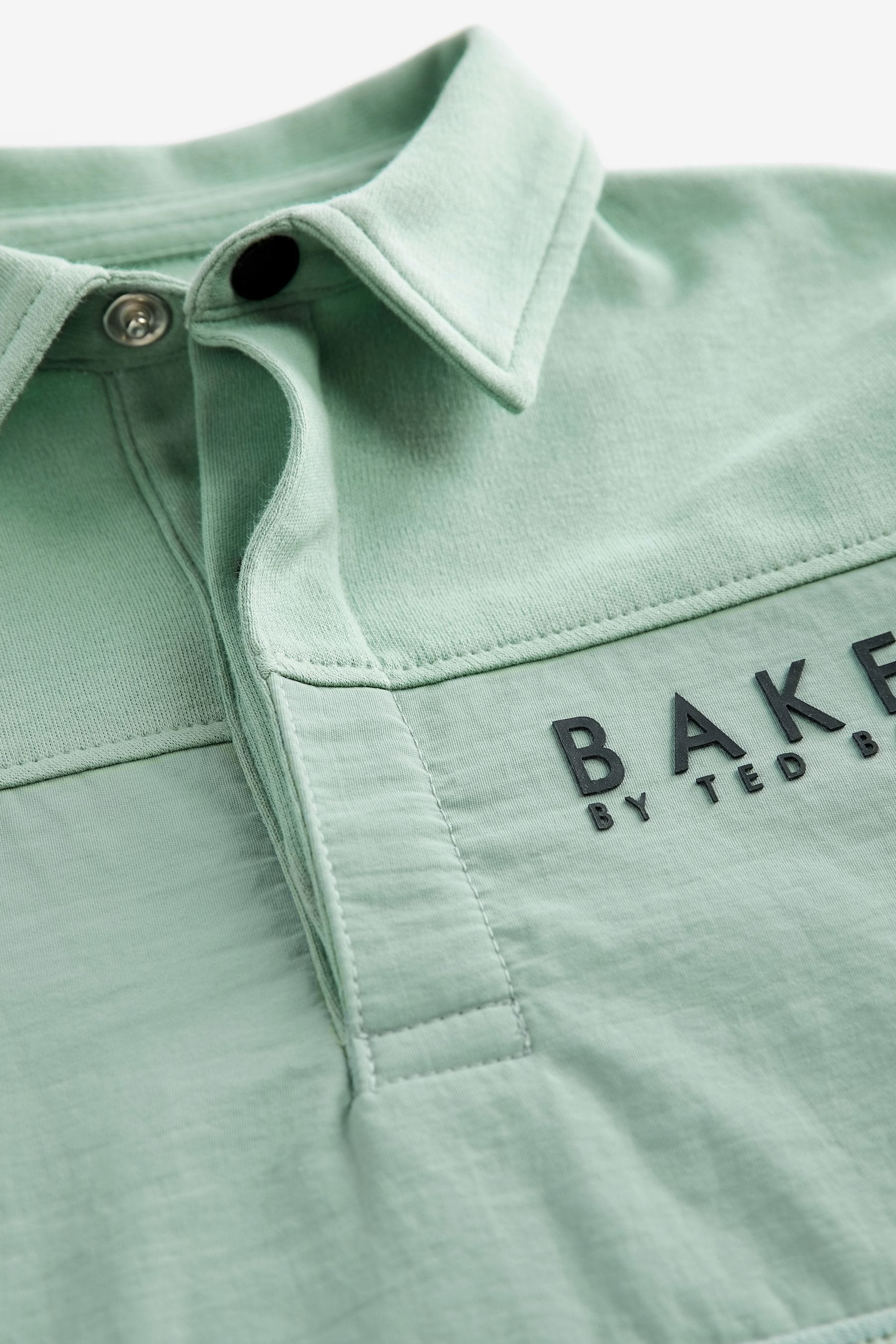 Green Baker by Ted Baker Long Sleeve Panel Polo Shirt