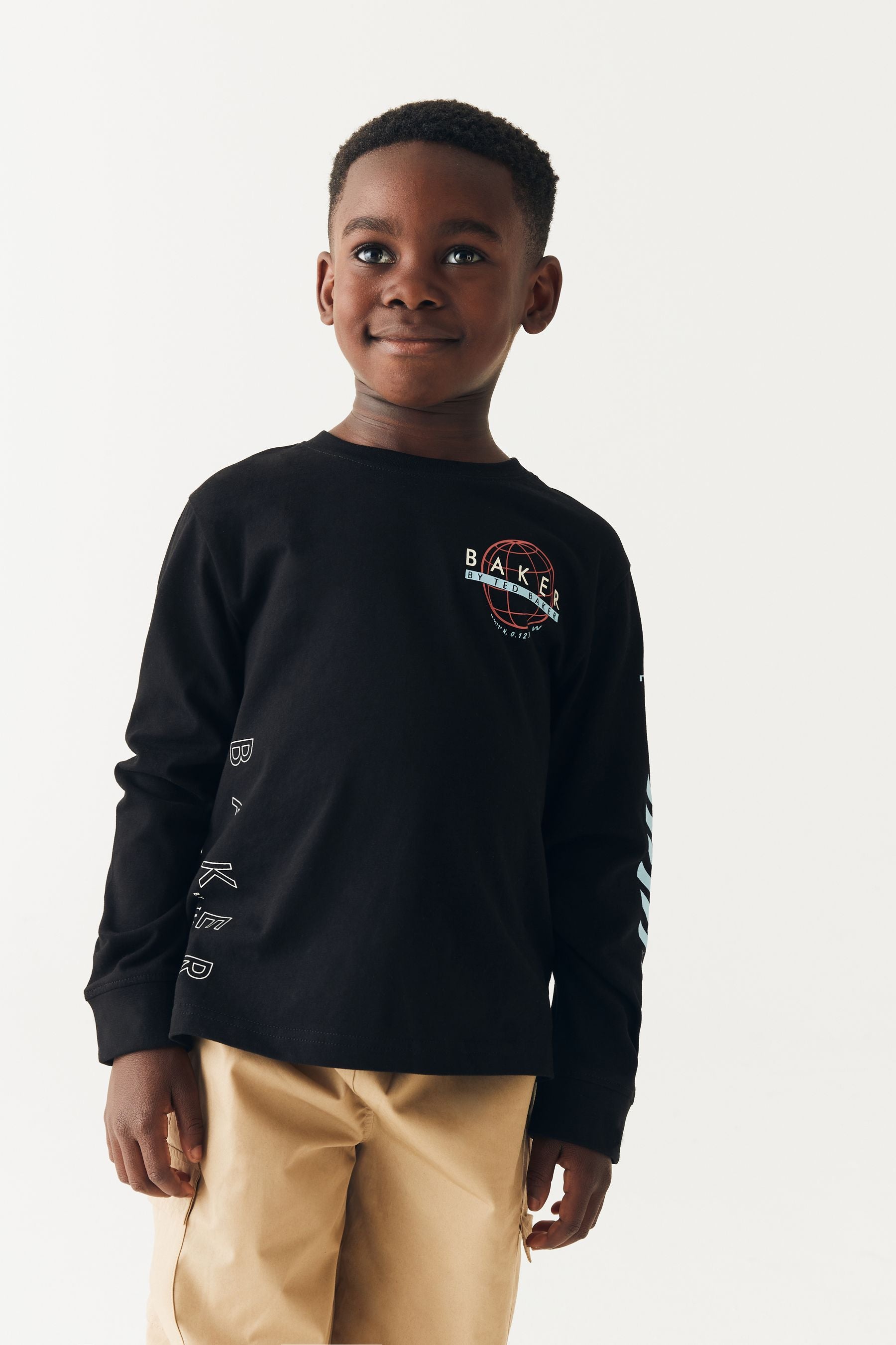 Black Baker by Ted Baker Long Sleeve Graphic Black T-Shirt