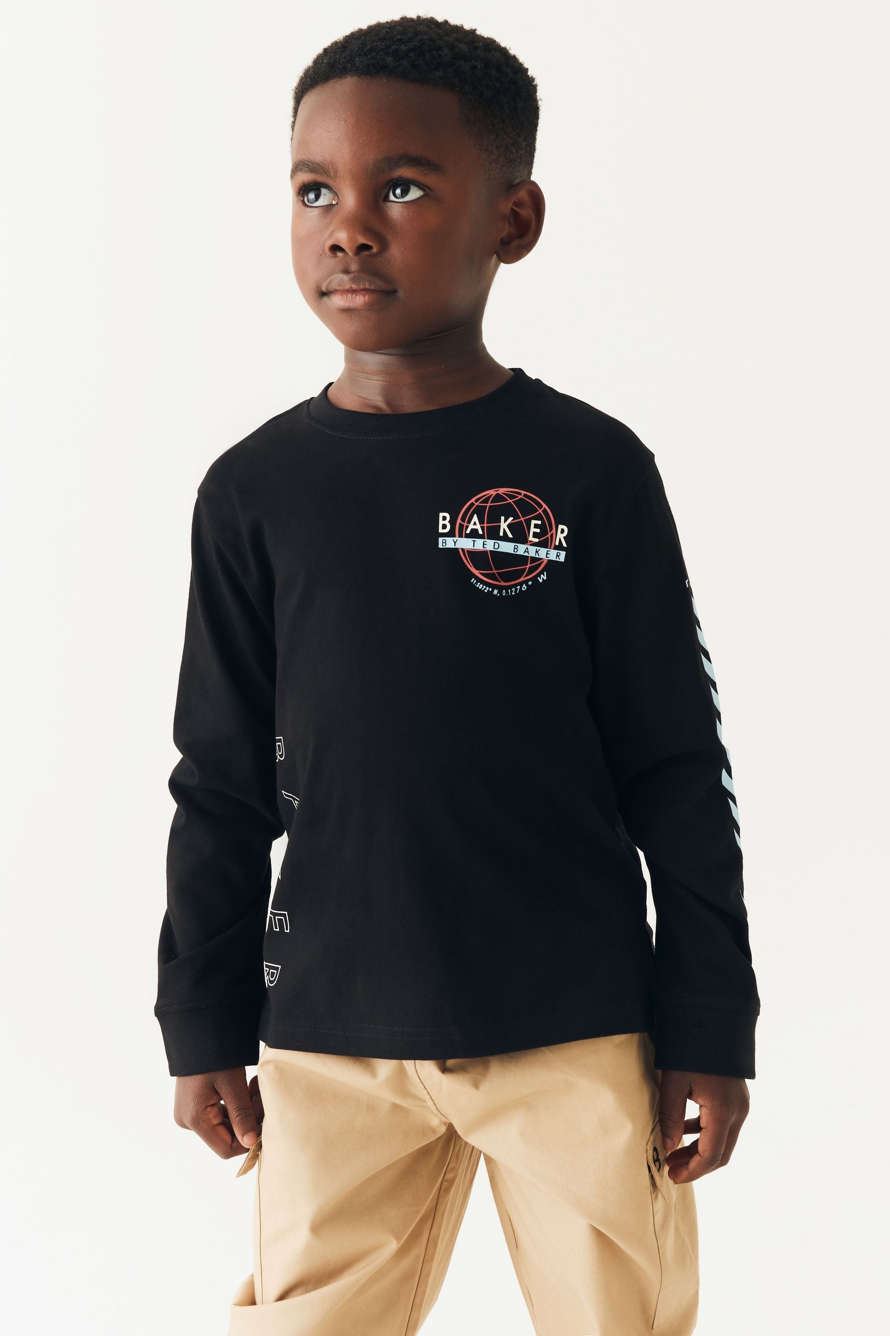 Black Baker by Ted Baker Long Sleeve Graphic Black T-Shirt