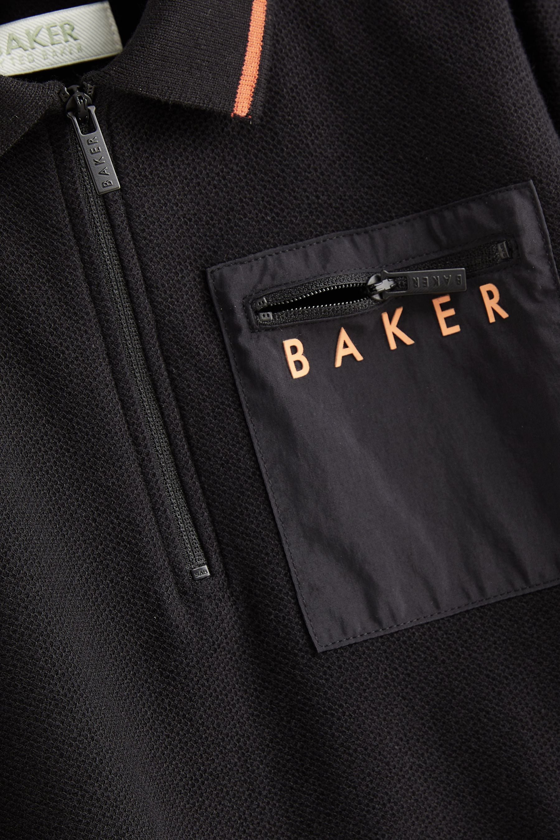 Black Baker by Ted Baker Zip Black Polo Shirt