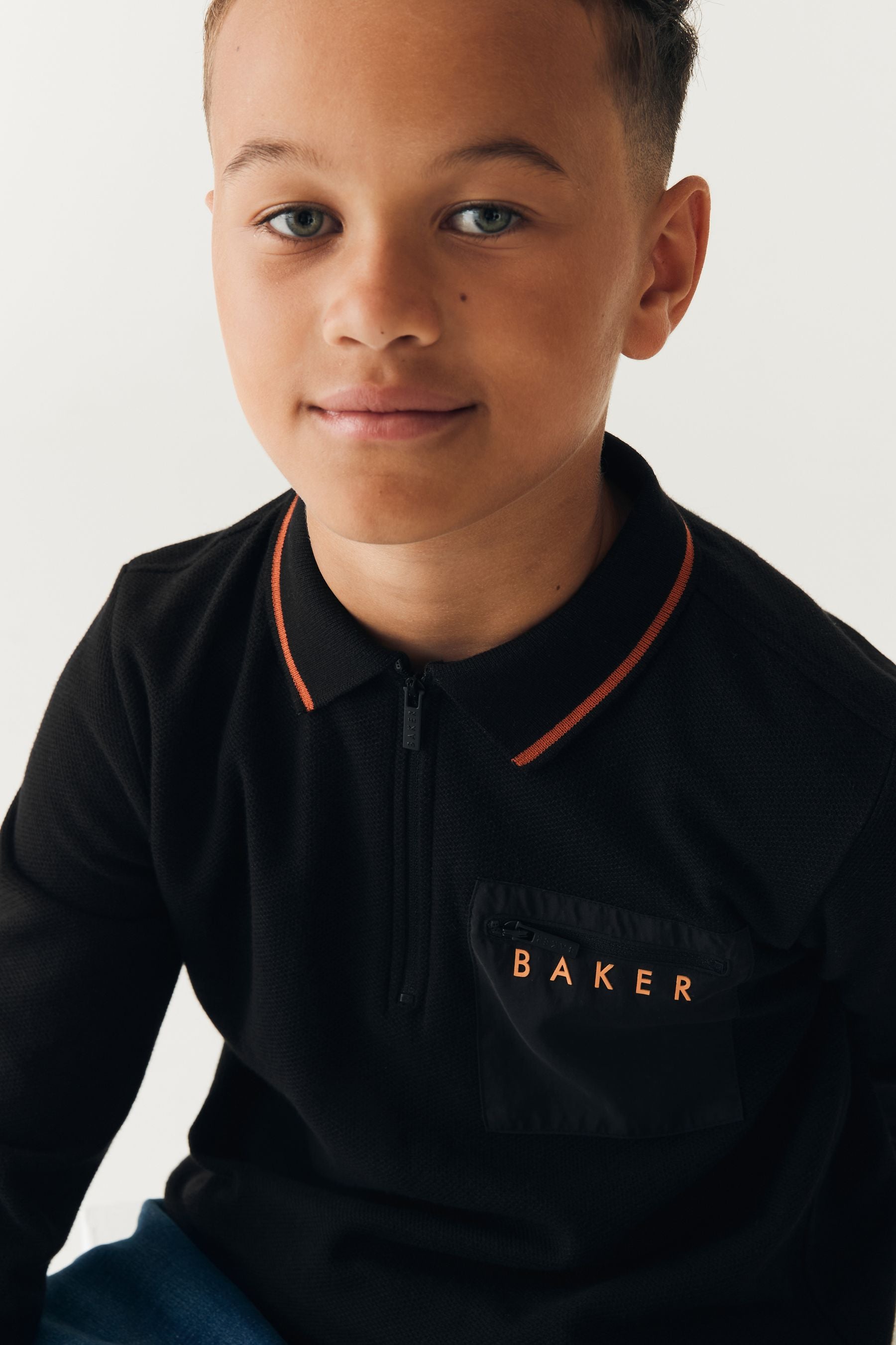 Black Baker by Ted Baker Zip Black Polo Shirt