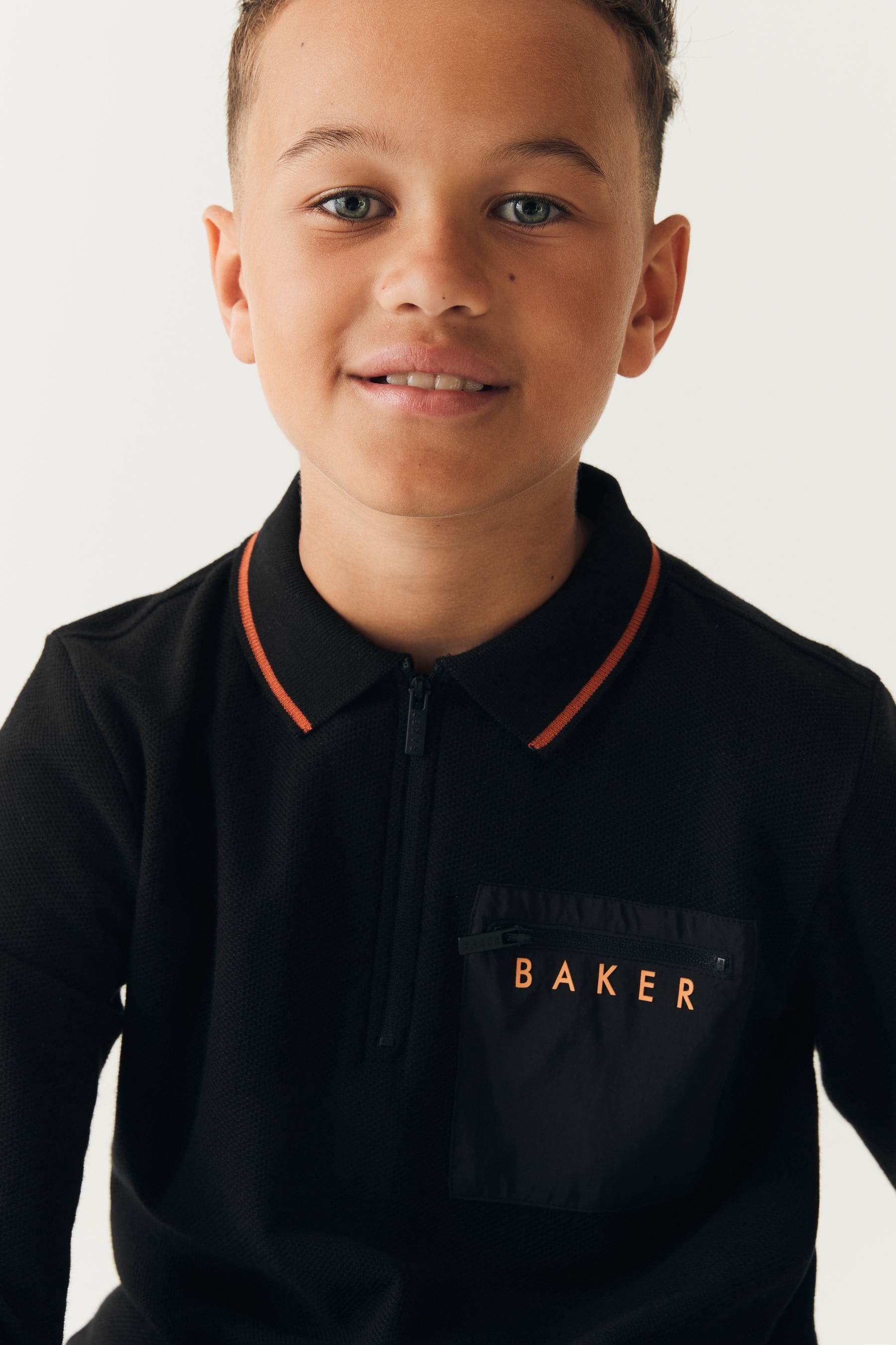 Black Baker by Ted Baker Zip Black Polo Shirt