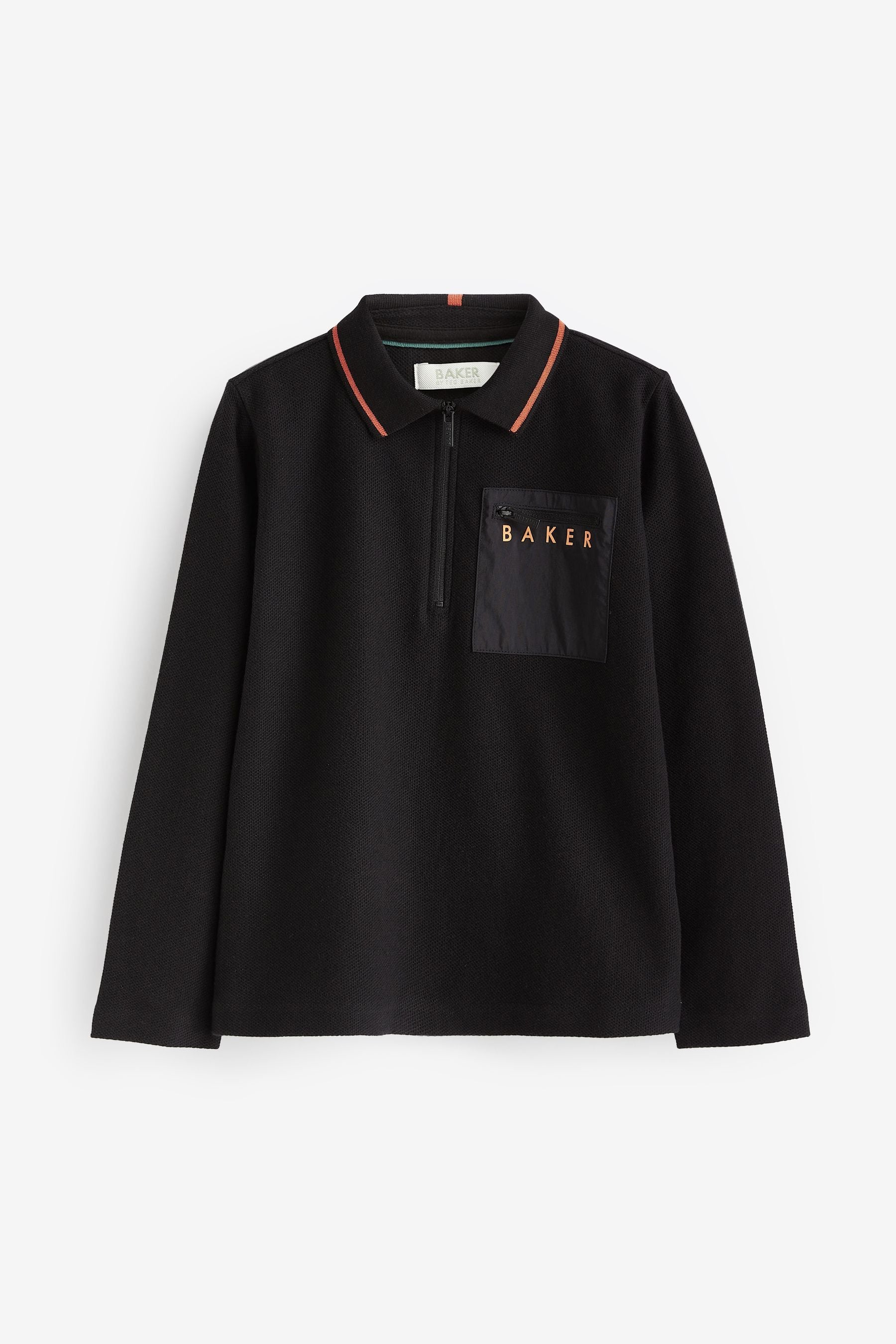 Black Baker by Ted Baker Zip Black Polo Shirt