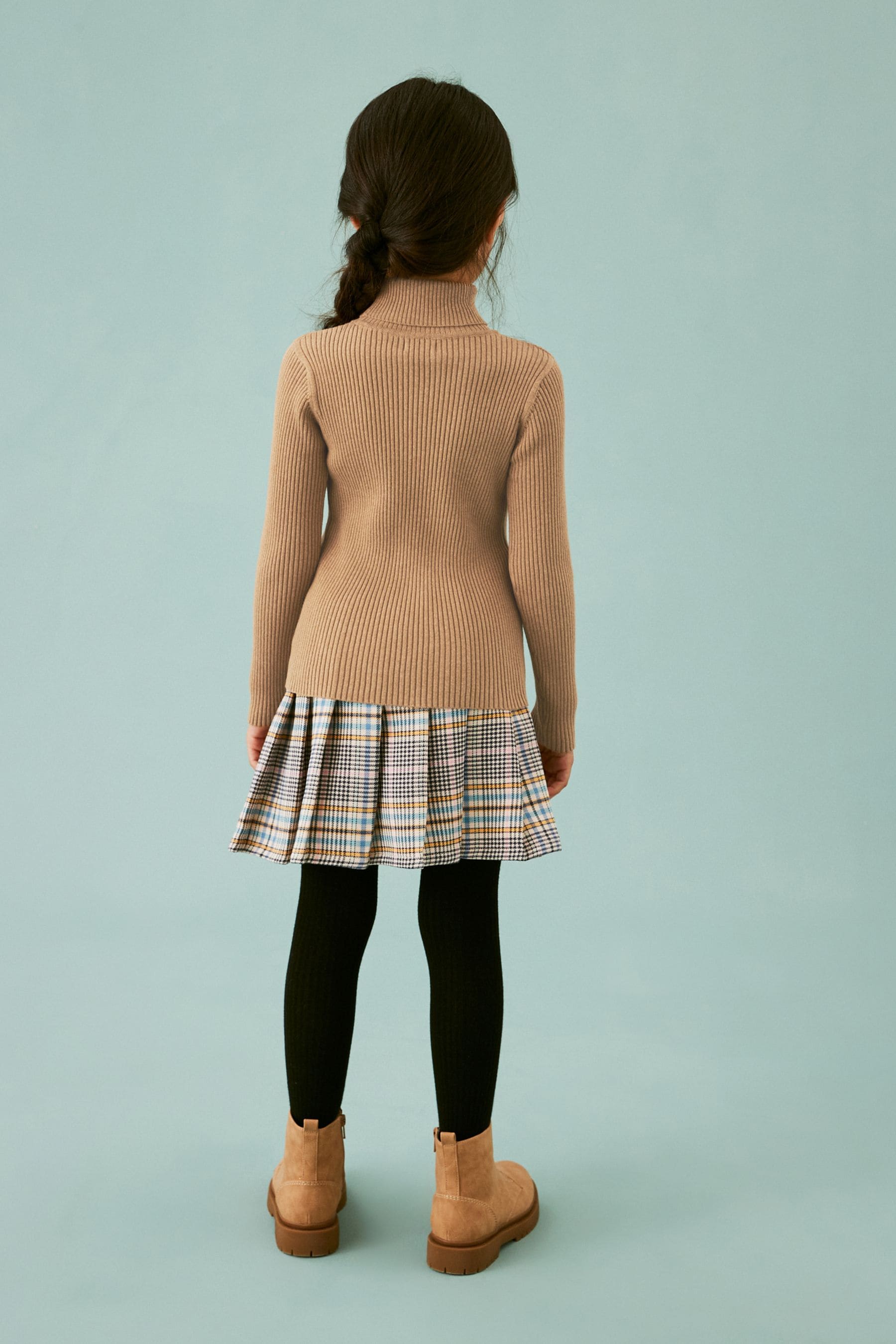 Tan Brown Roll Neck Jumper (3-16yrs)