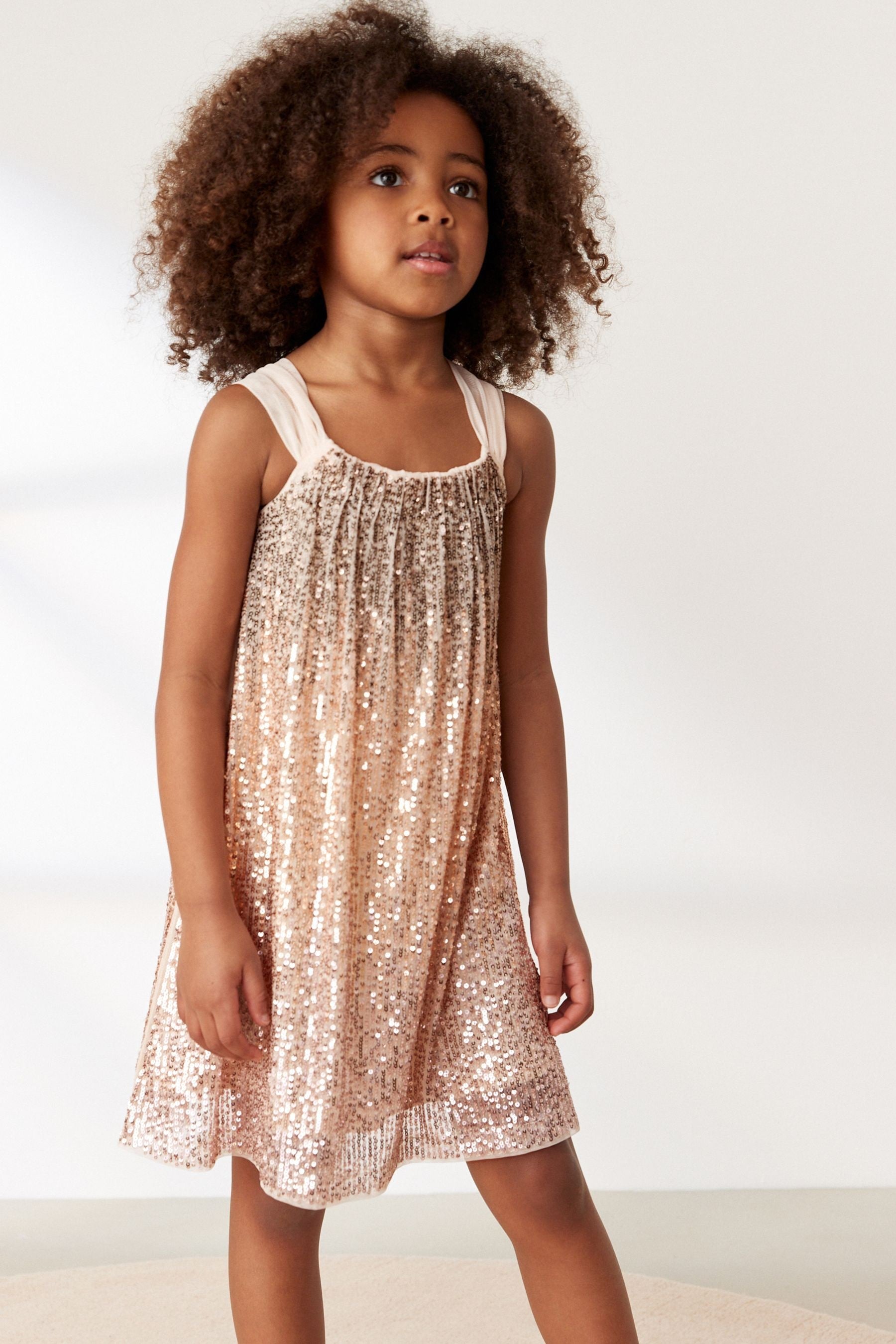 Neutral Ombre Sequin Occasion Dress (3-16yrs)