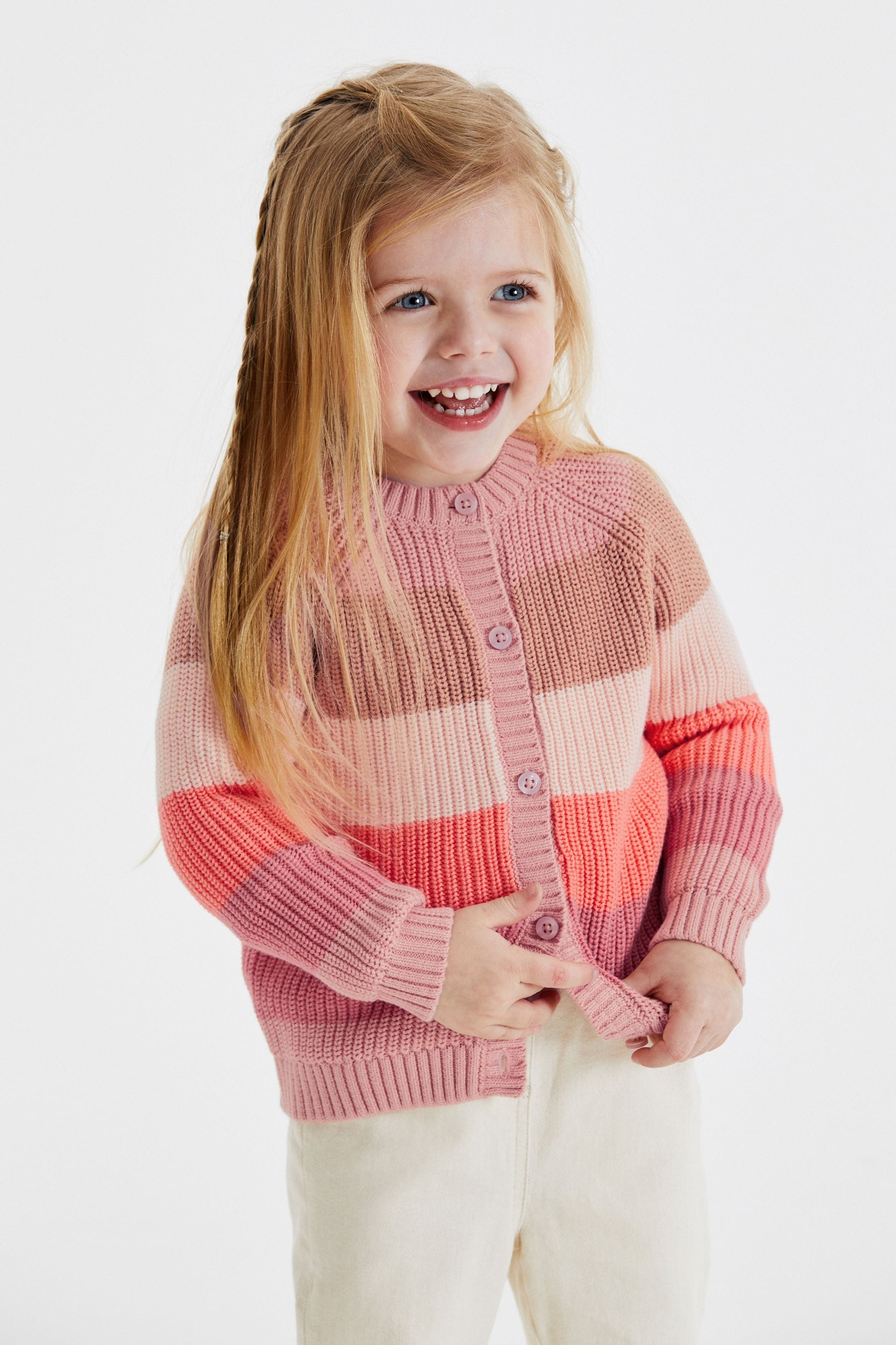 Pink Stipe Cardigan (3mths-7yrs)