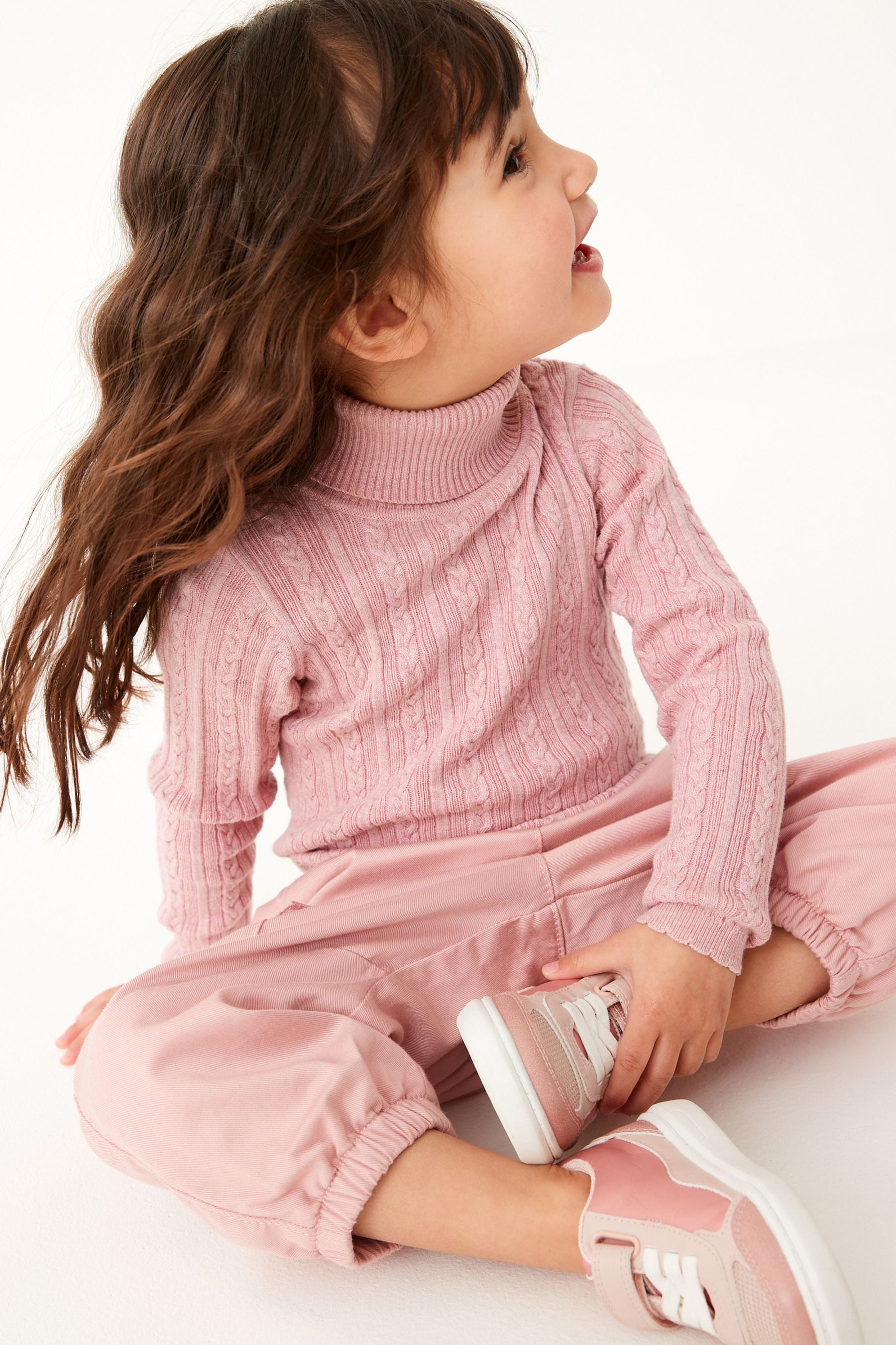 Pink Marl Roll Neck Jumper (3mths-7yrs)