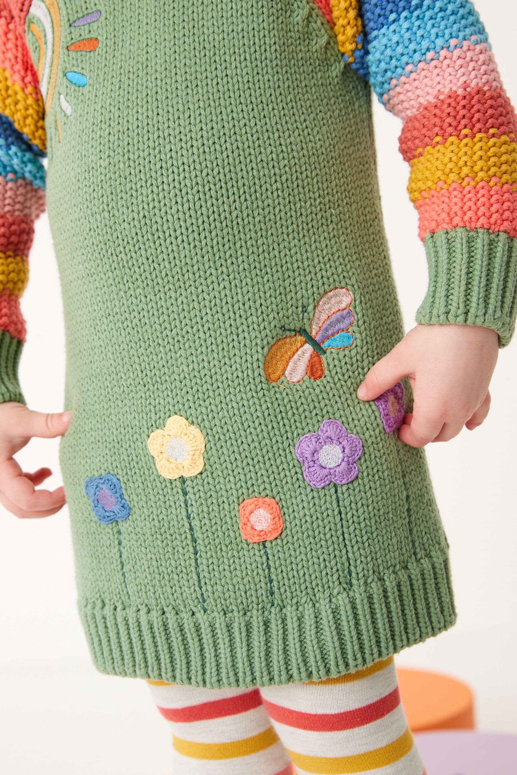 Green Rainbow Character Jumper Dress And Tights Set (3mths-7yrs)