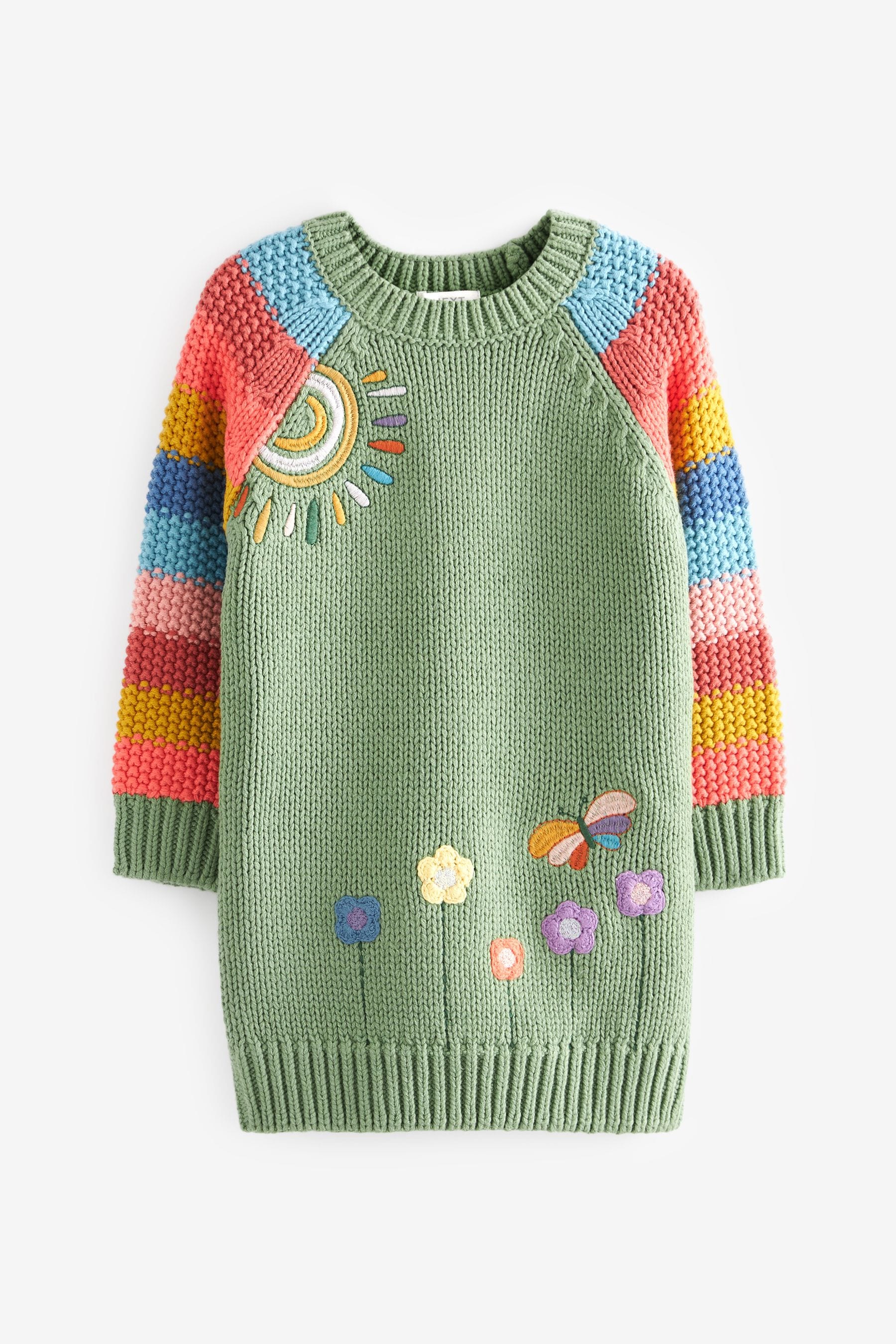 Green Rainbow Character Jumper Dress And Tights Set (3mths-7yrs)