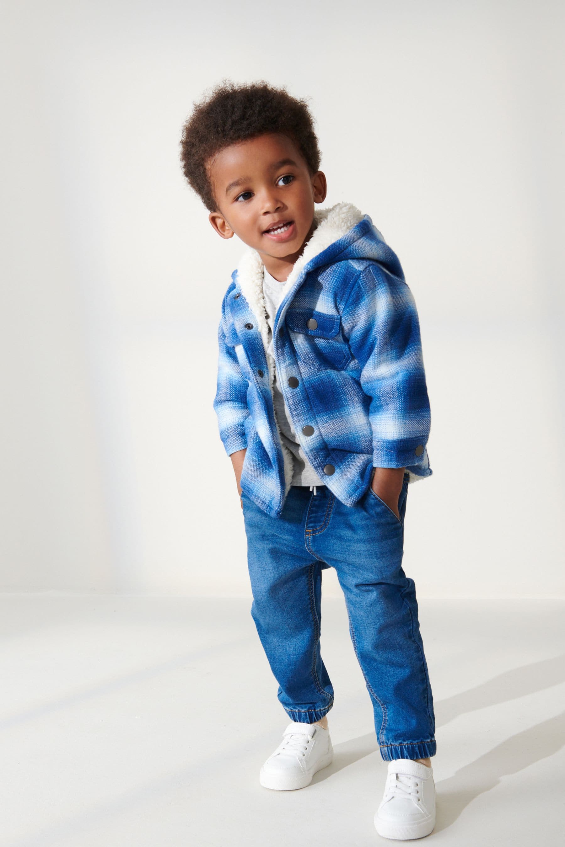 Blue Check Hooded Shacket (3mths-7yrs)