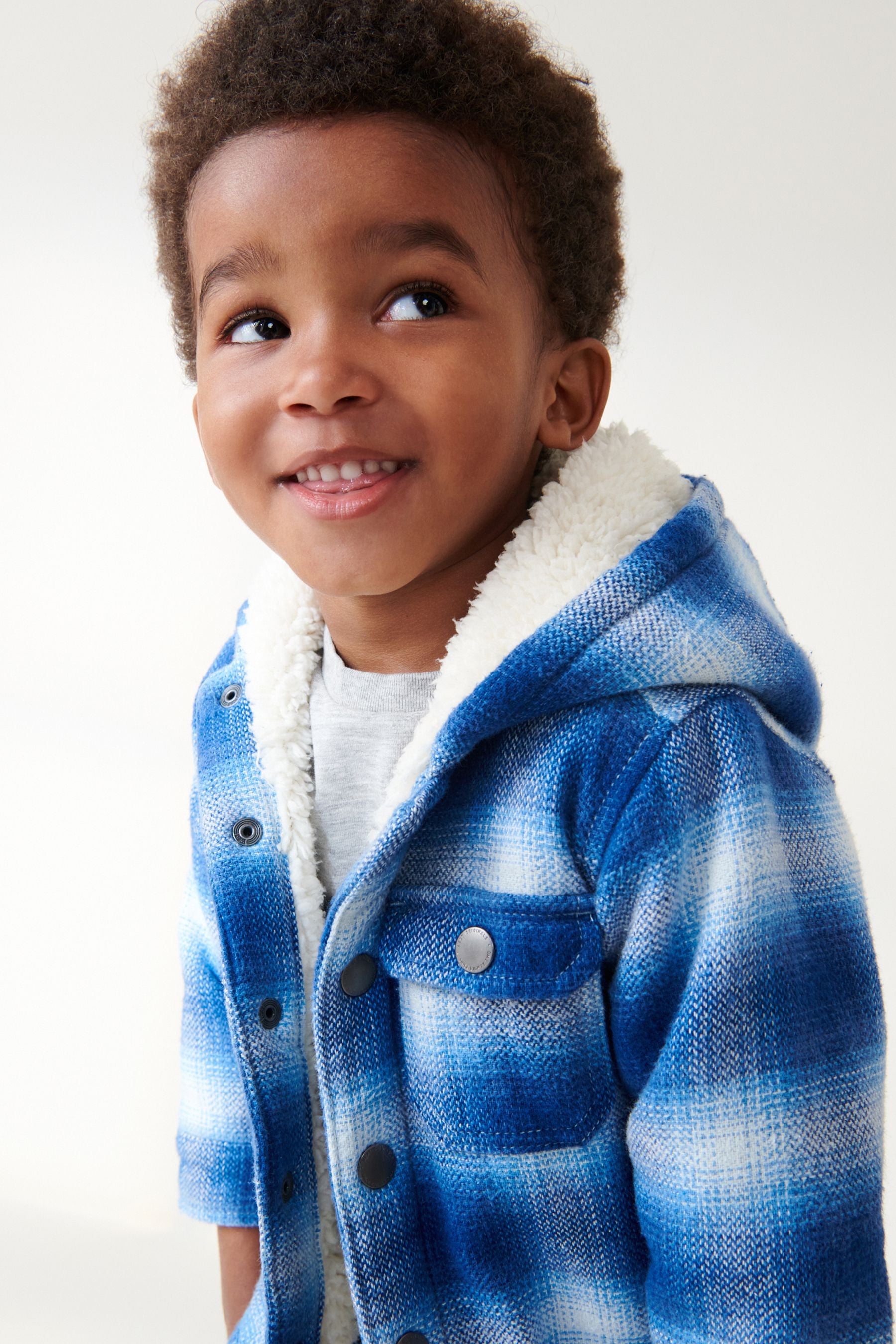 Blue Check Hooded Shacket (3mths-7yrs)