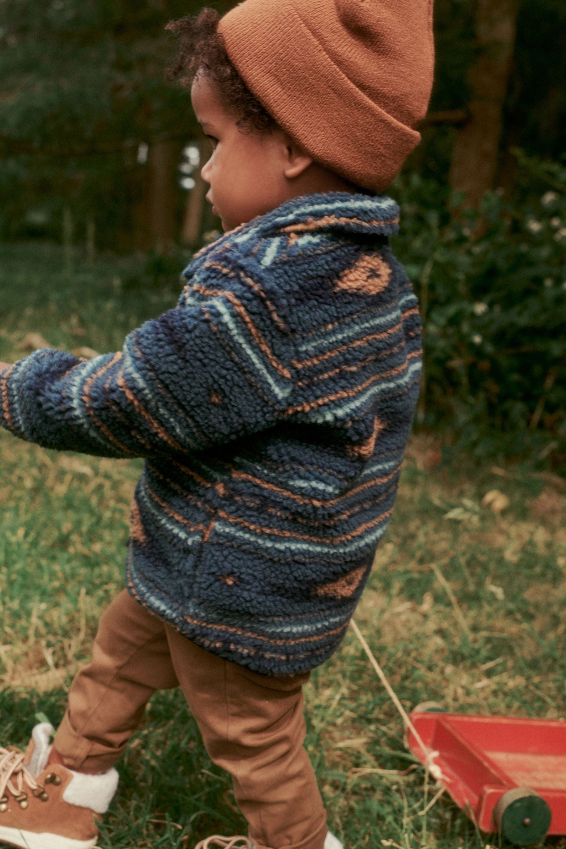 Blue Pattern Teddy Borg Fleece Shacket (3mths-7yrs)