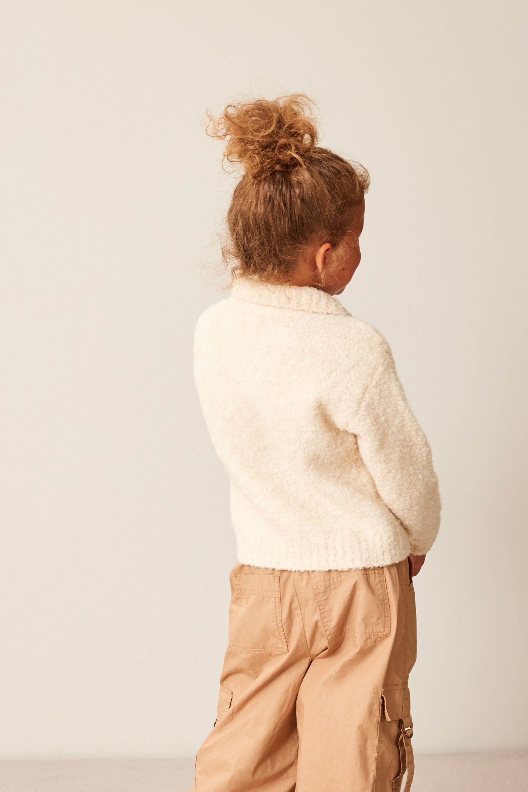 Ecru White Bouclé Collar Cardigan (3-16yrs)