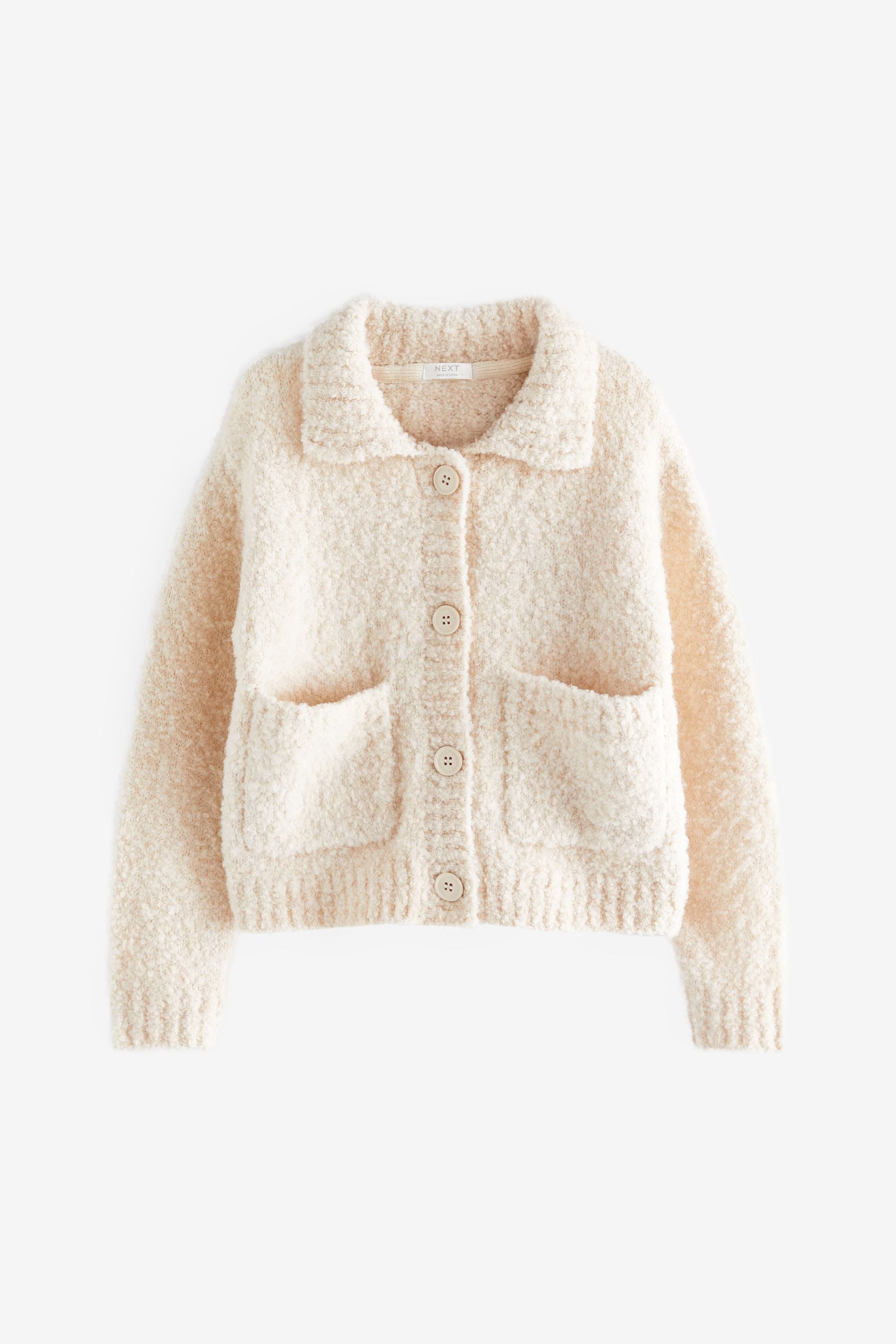 Ecru White Bouclé Collar Cardigan (3-16yrs)