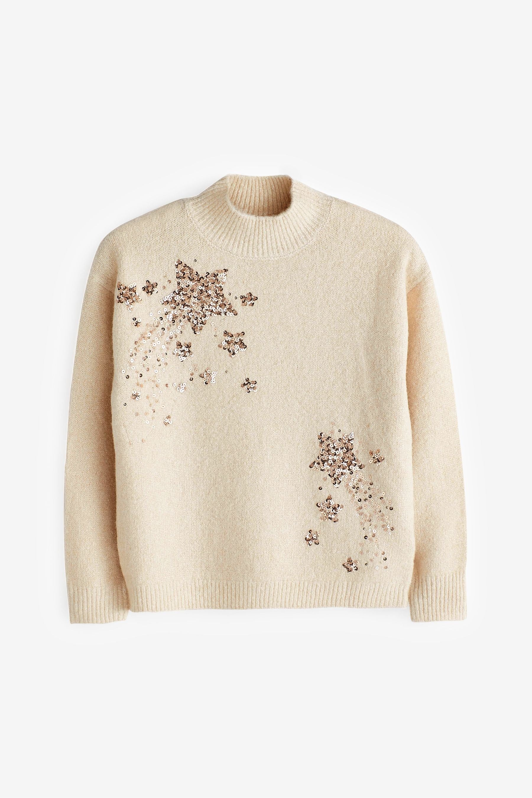 Ecru Sequin Star Knitted Jumper (3-16yrs)