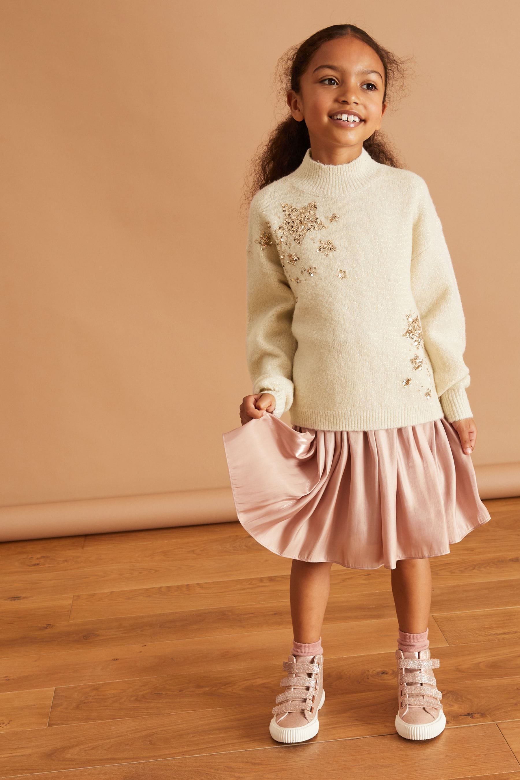 Ecru Sequin Star Knitted Jumper (3-16yrs)